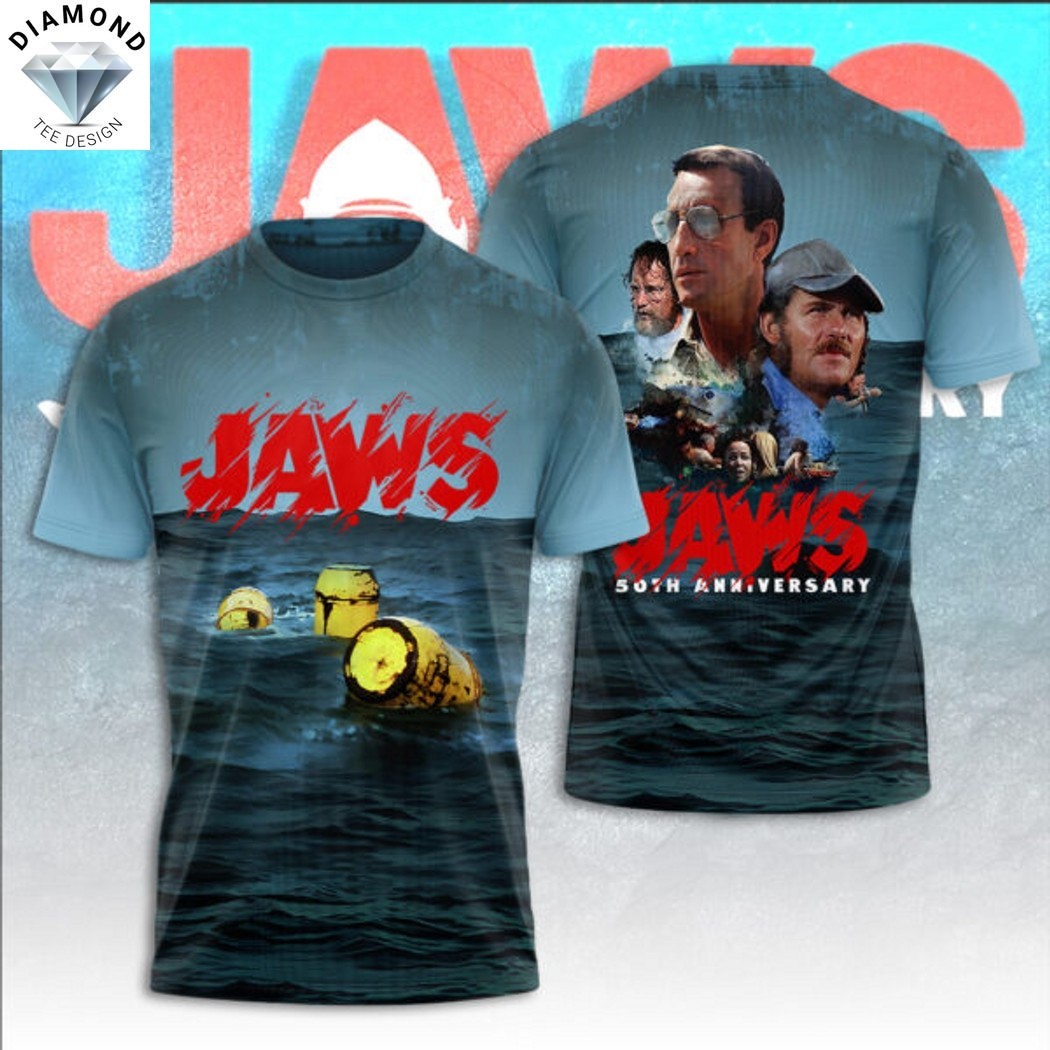 Rare Jaws 50th Anniversary 3D T-shirt All size Gift christmas Ng3502