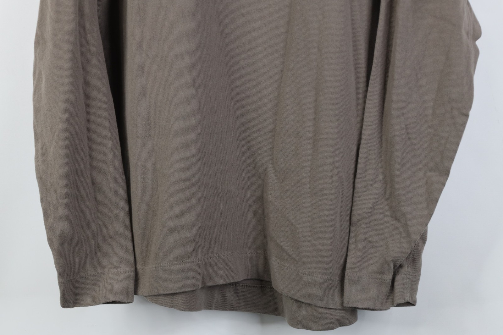 AYR All Year Round Mens Small Blank Cotton Ribbed Knit Long Sleeve T-Shirt Beige