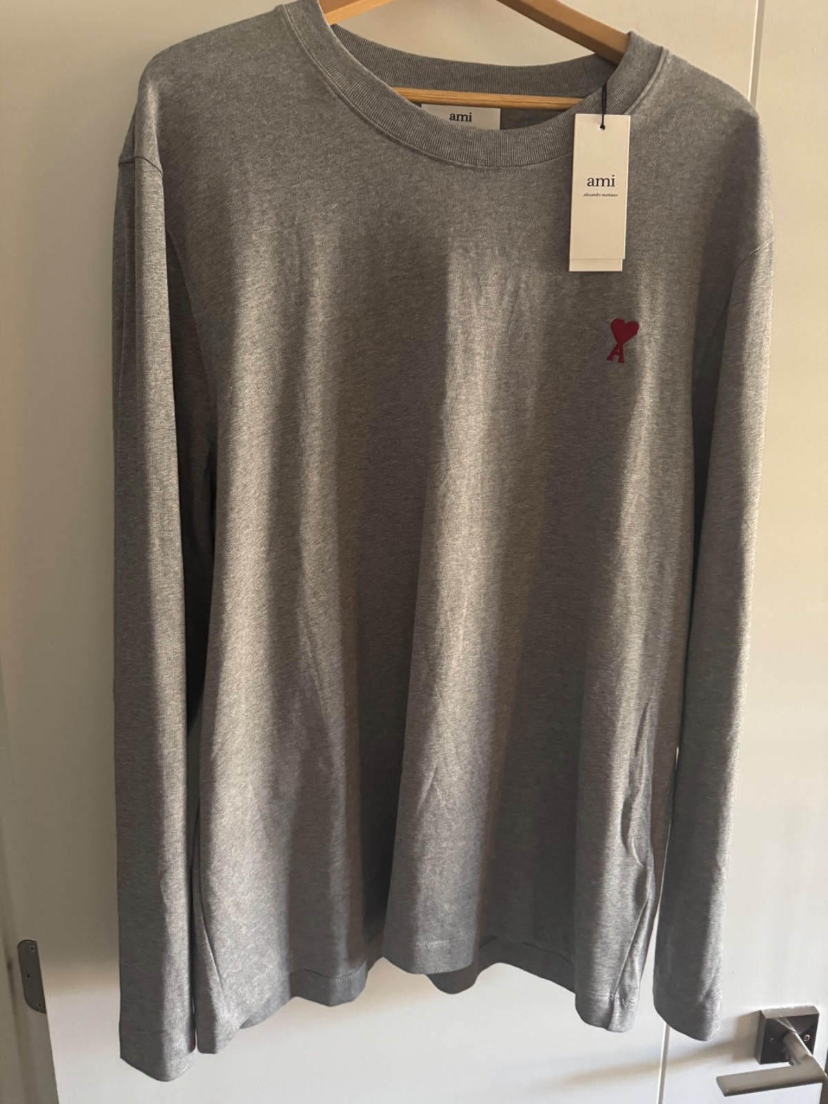Authentic AMI Paris Long Sleeve T-Shirt NWT Unisex Organic Cotton Made Portugal