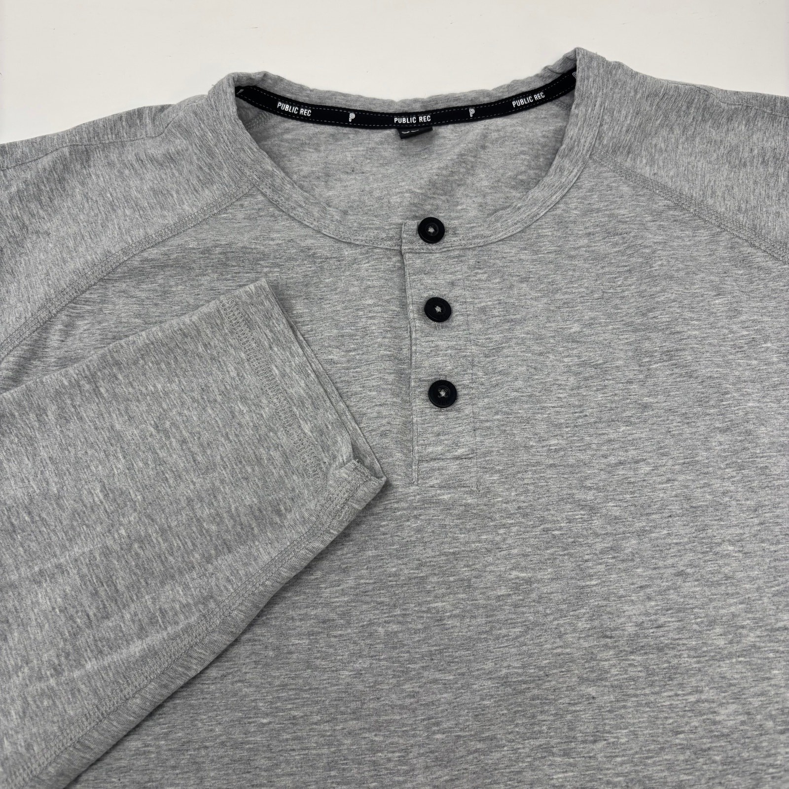 Public Rec Mens 2XL Solid Gray Long Sleeve Cotton Blend Henley Shirt