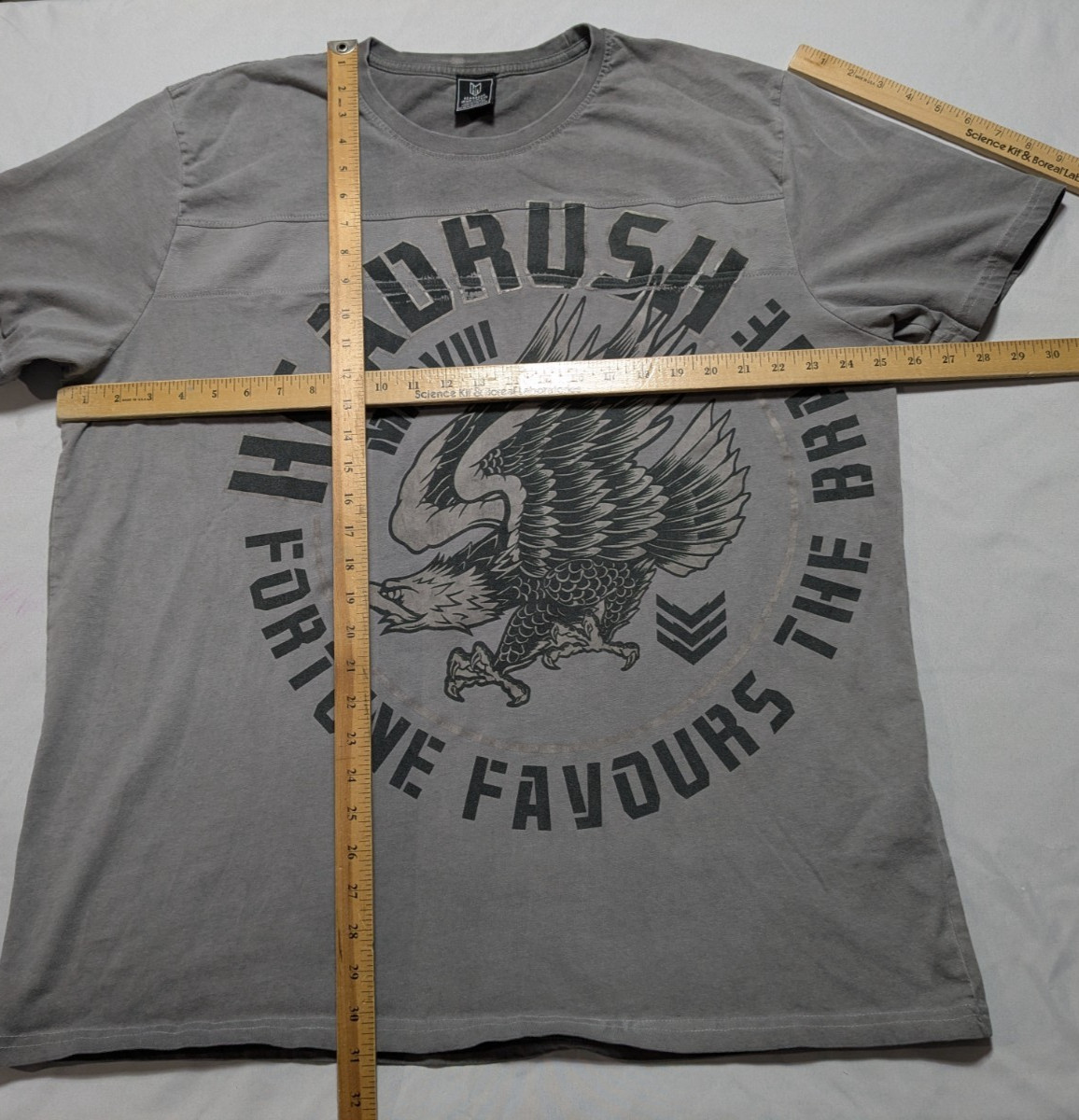 HEADRUSH FORTUNE FAVORS THE BRAVE x FEAR NONE – Men 2XL Gray T-Shirt