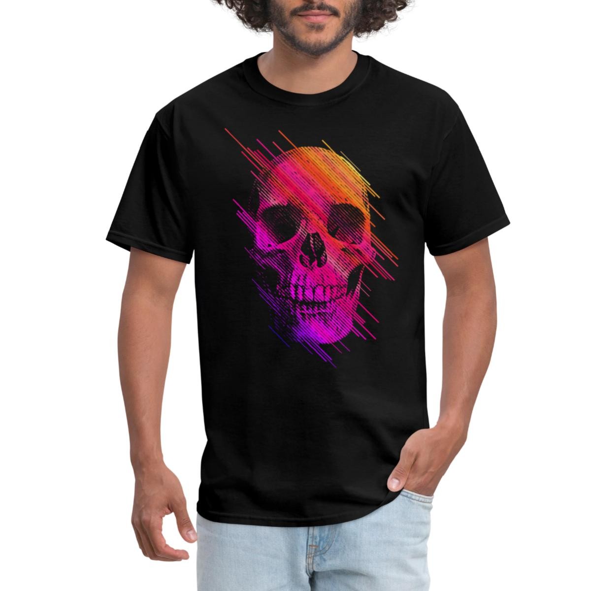 Colorful Rainbow Skull Men’s T-Shirt