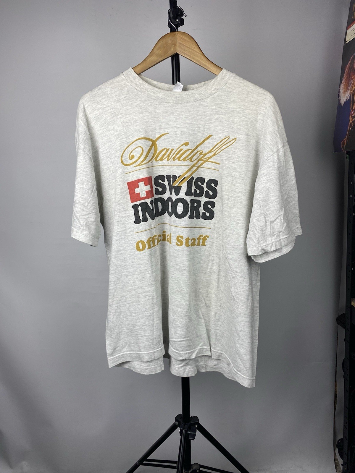 2001 Davidoff Swiss Indoors Hanes Gray T Shirt Mens Xl Sz Unique