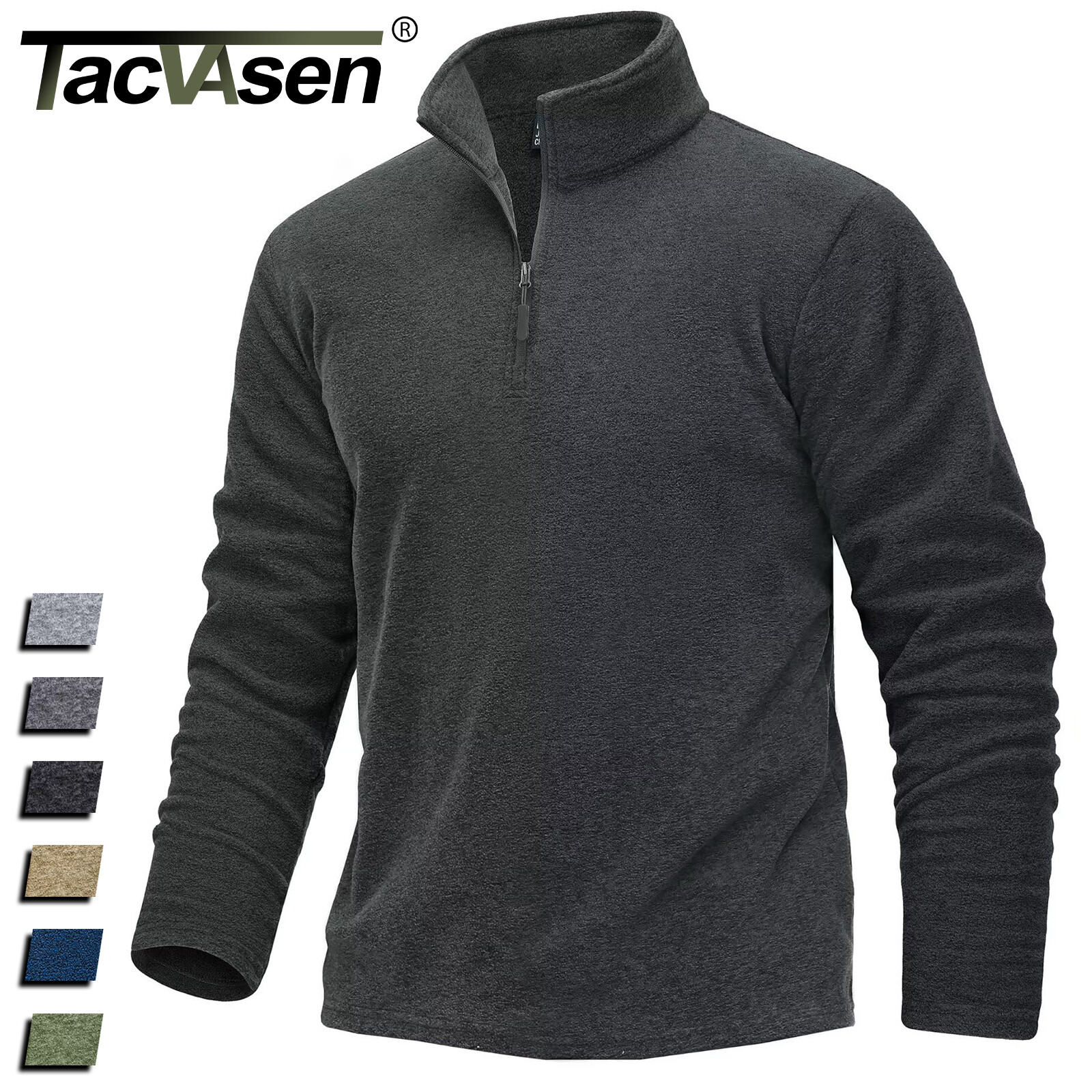 Mens Quarter Zip Sweatshirt Long Sleeve Pullover 1/4 Zip Winter Fleece Lined Top
