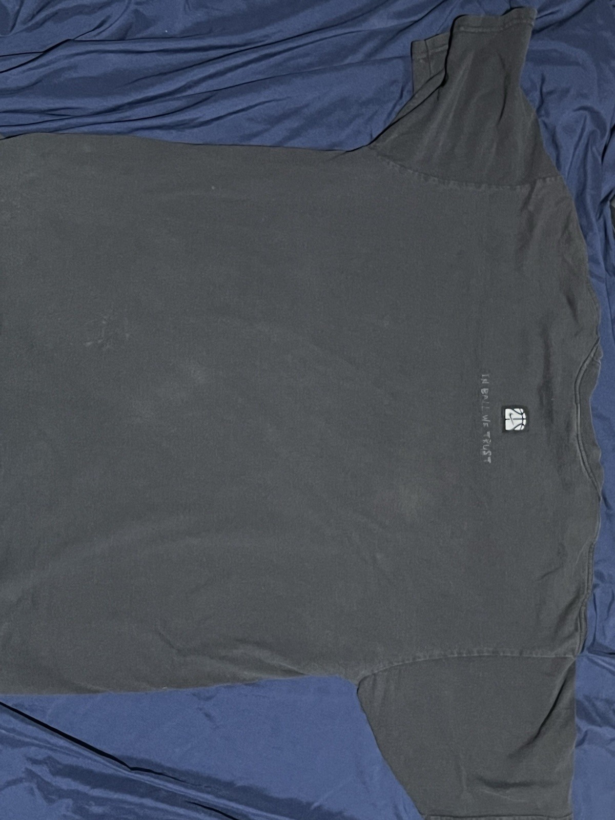 Vintage Nike Basketball “In Ball We Trust” Abstract Graffiti Center Swoosh Tee