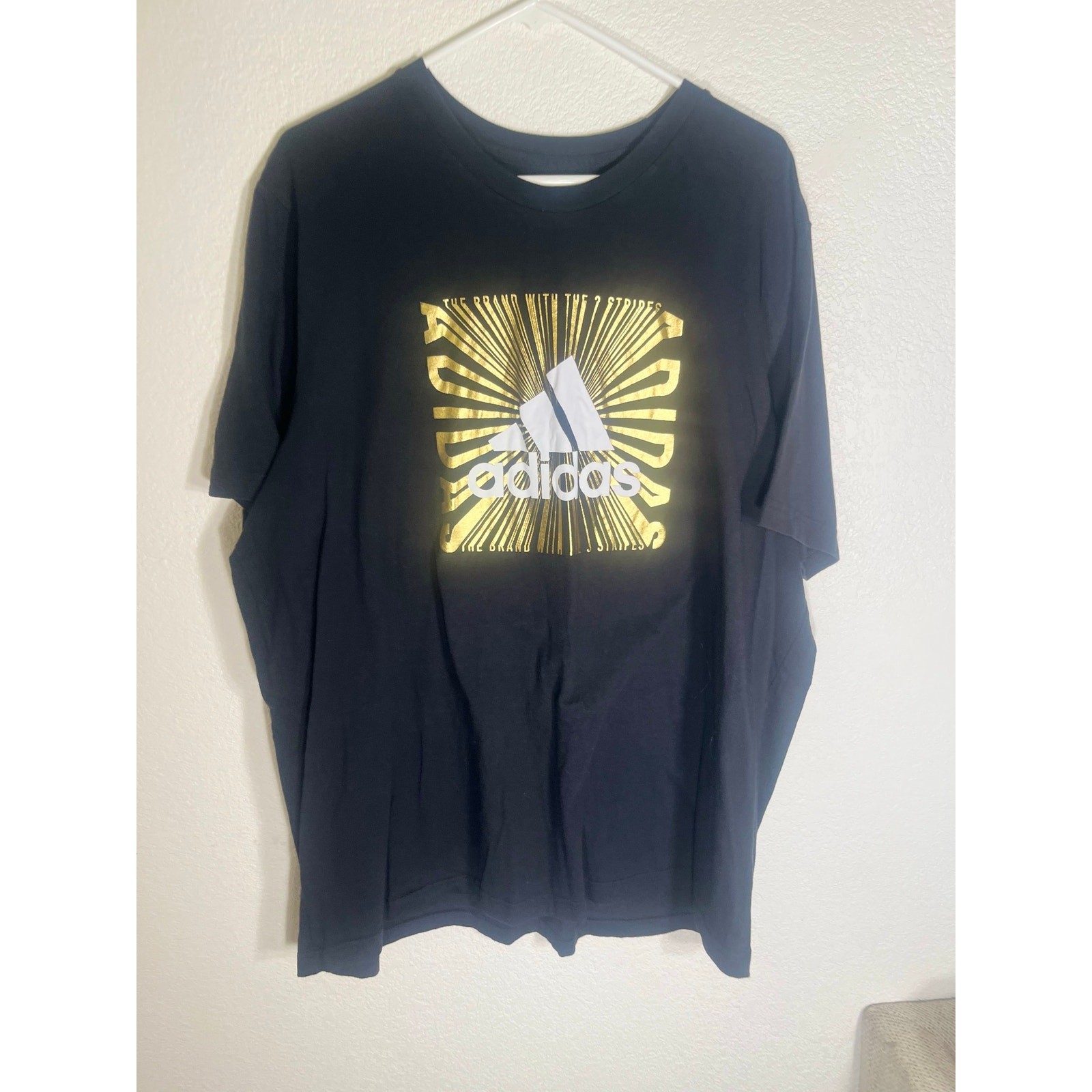 Adidas XXL black mens T-Shirt w/gold design-used good condition