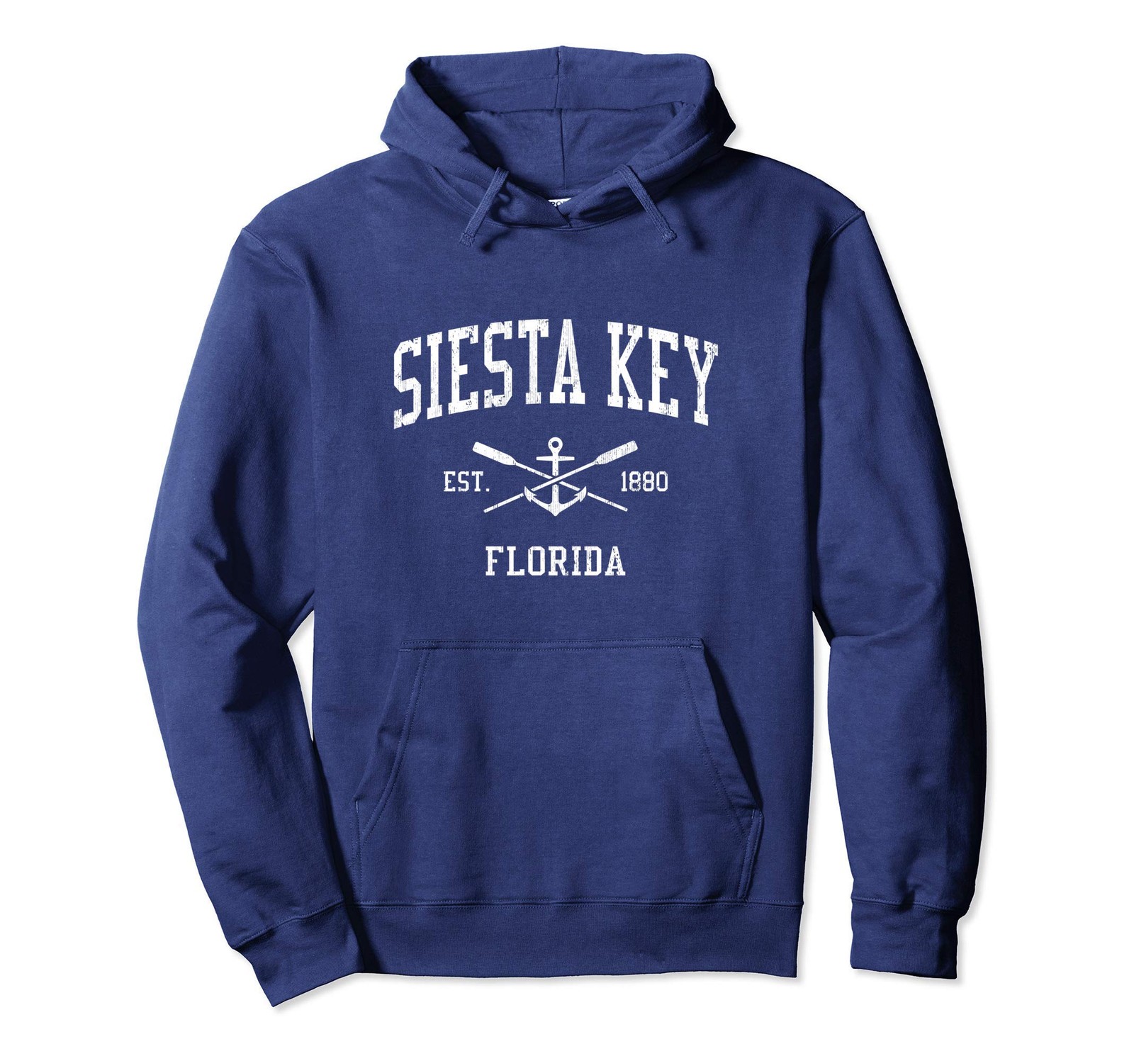 Siesta Key FL Vintage Crossed Oars & Boat Anchor Sports Pullover Hoodie