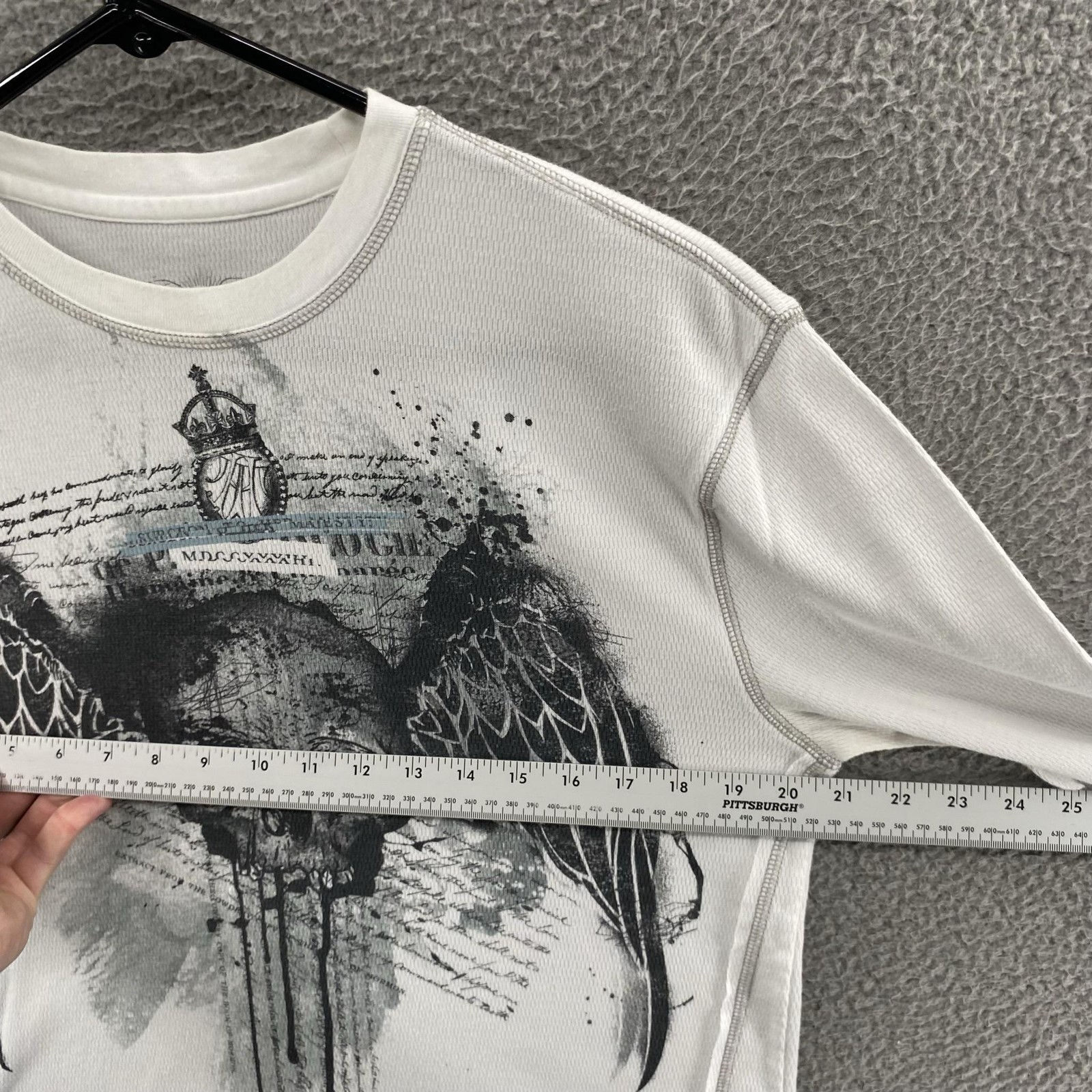 VINTAGE Xtreme Gear Shirt Mens Medium White Thermal Skull Wings Graphic Y2K 00s