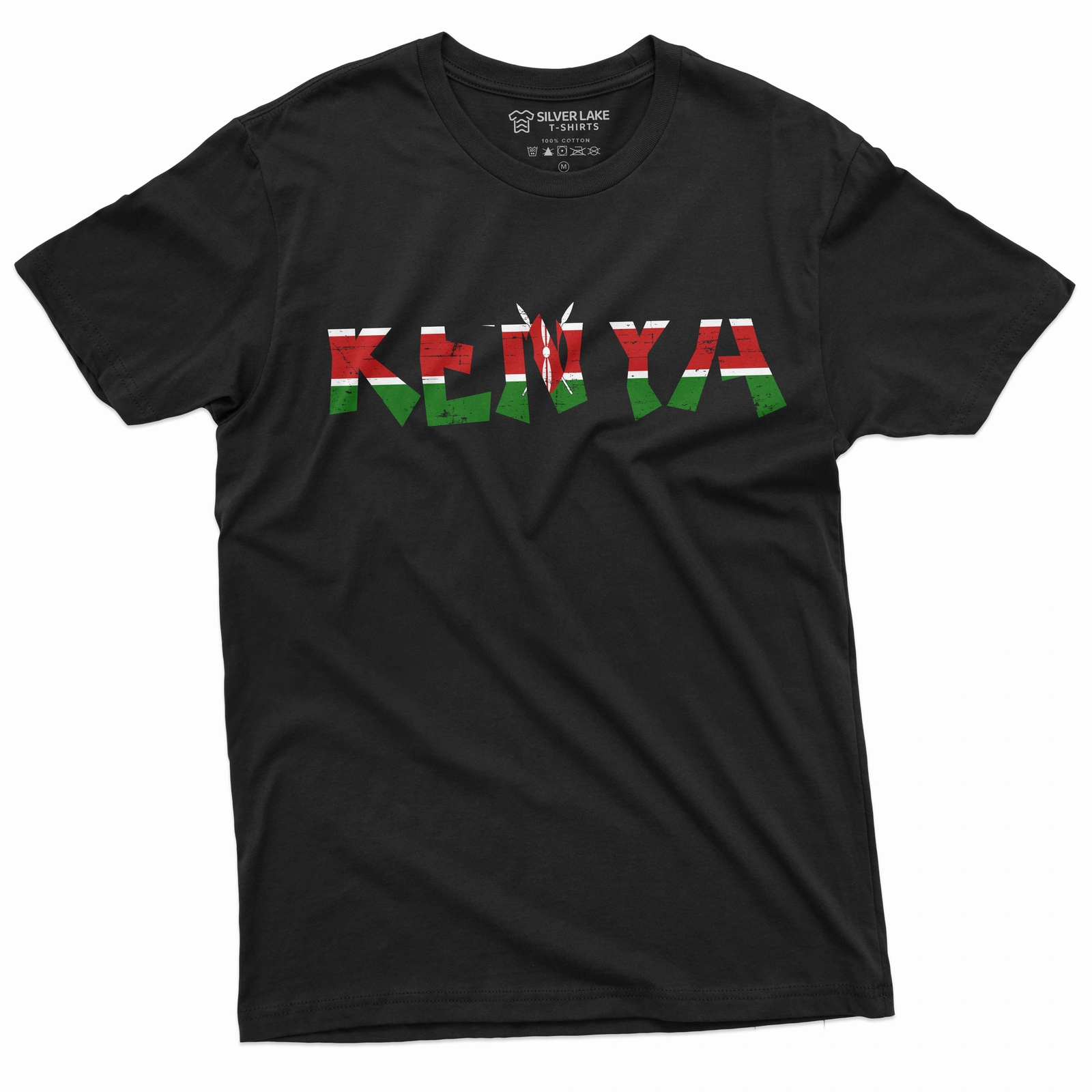 Men’s Kenya T-shirt Jamhuri ya Kenya Kenyan Flag coat of arms country tee