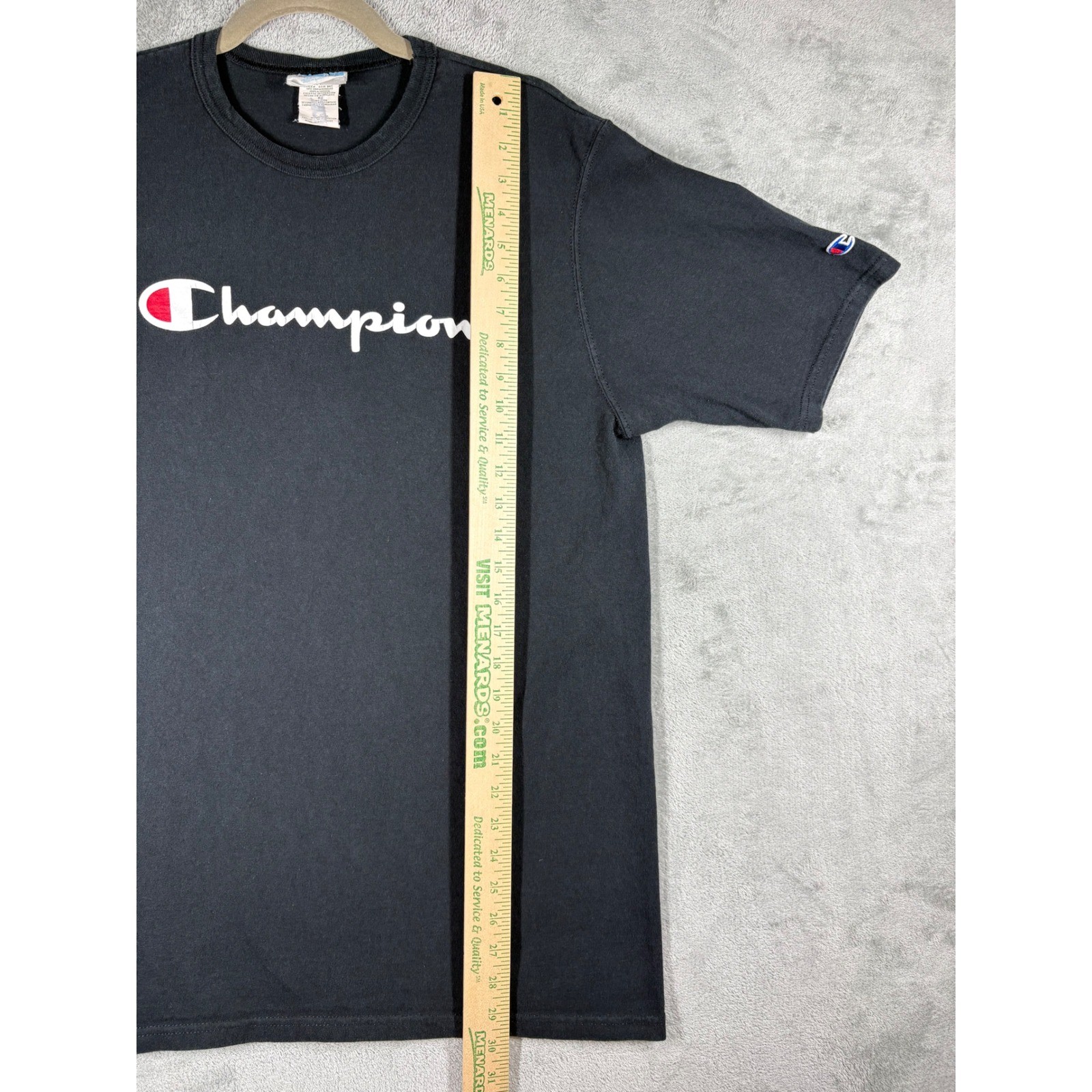 Champion Mens T-Shirt Large Black Script Logo Short Sleeve GT19 BKC Sportswear