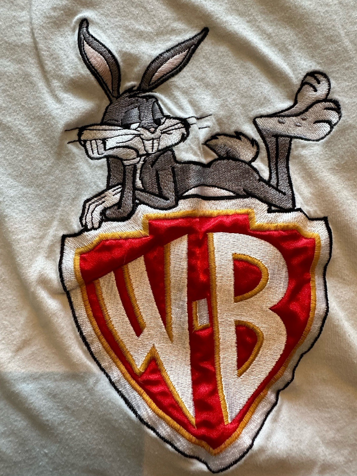 Vintage Bugs Bunny Warner Bros Shirt Tee Mens Medium White Embroidered