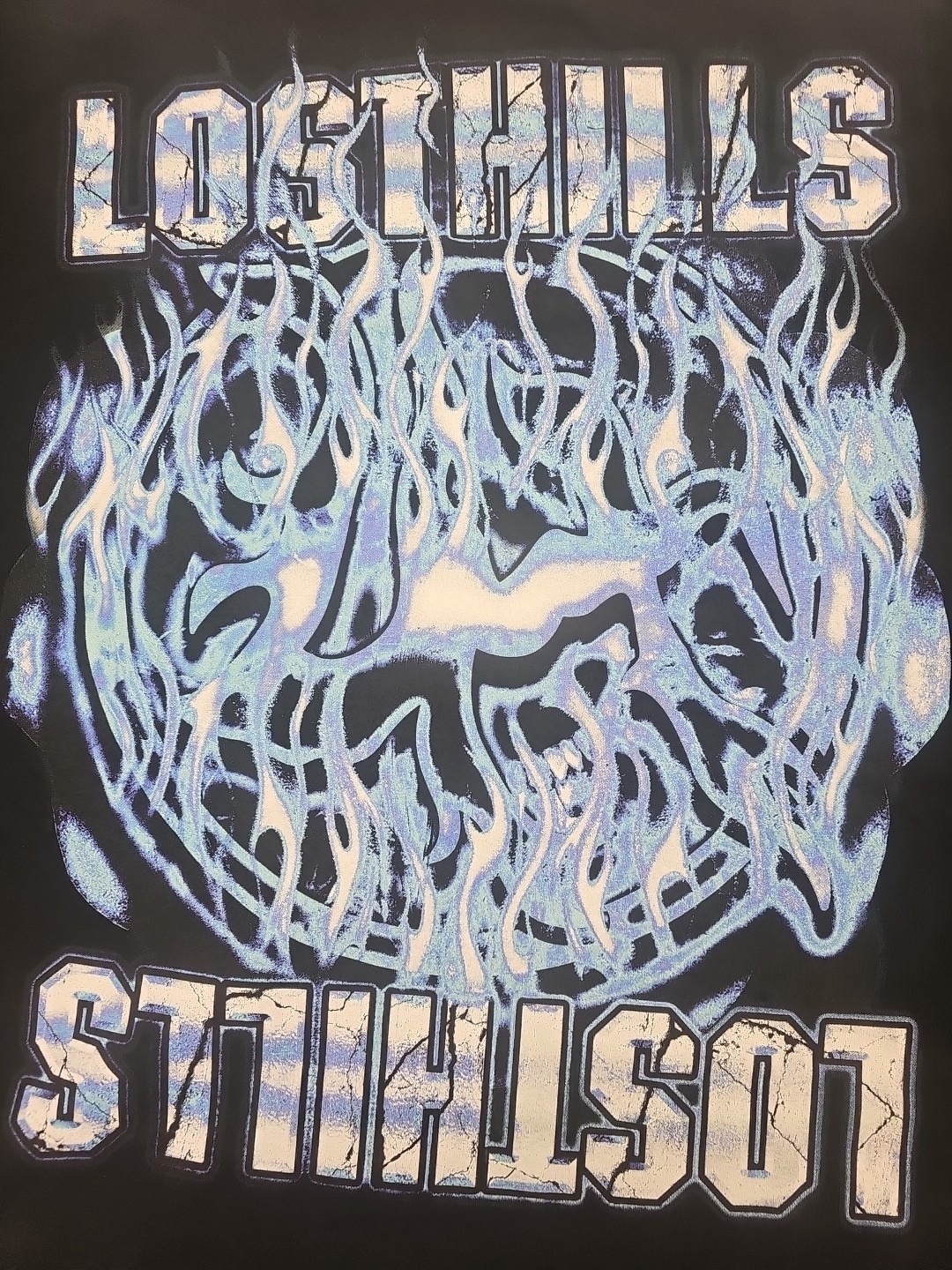 LOST HILLS LOGO FRONT AND MIRROR STYLE LGO BACK BLACK MEN’S LG (OS) FIRE 🔥 🔥