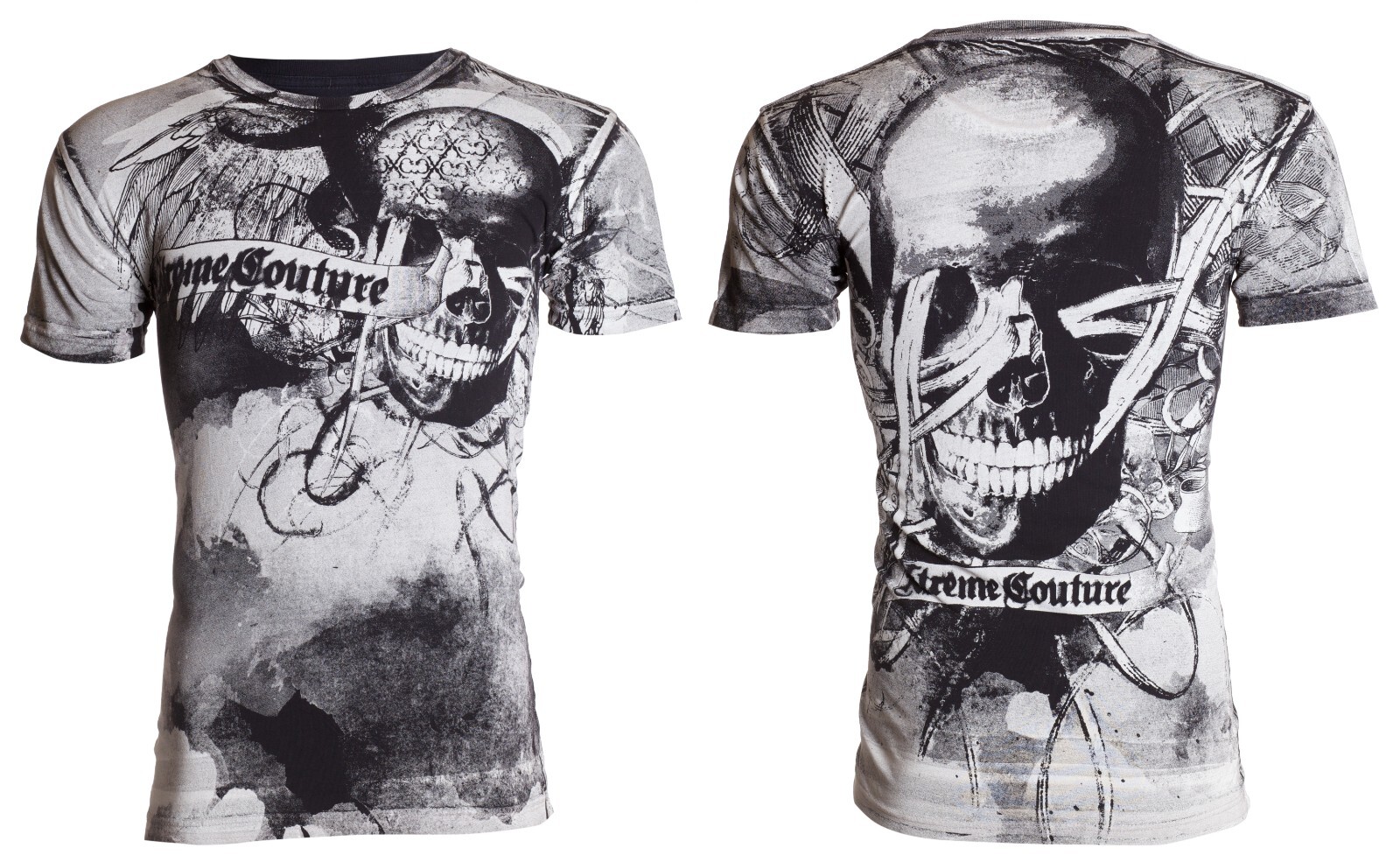 XTREME COUTURE by AFFLICTION Black CROSSED OUT Short Sleeve Slim Fit T-shirt NWT