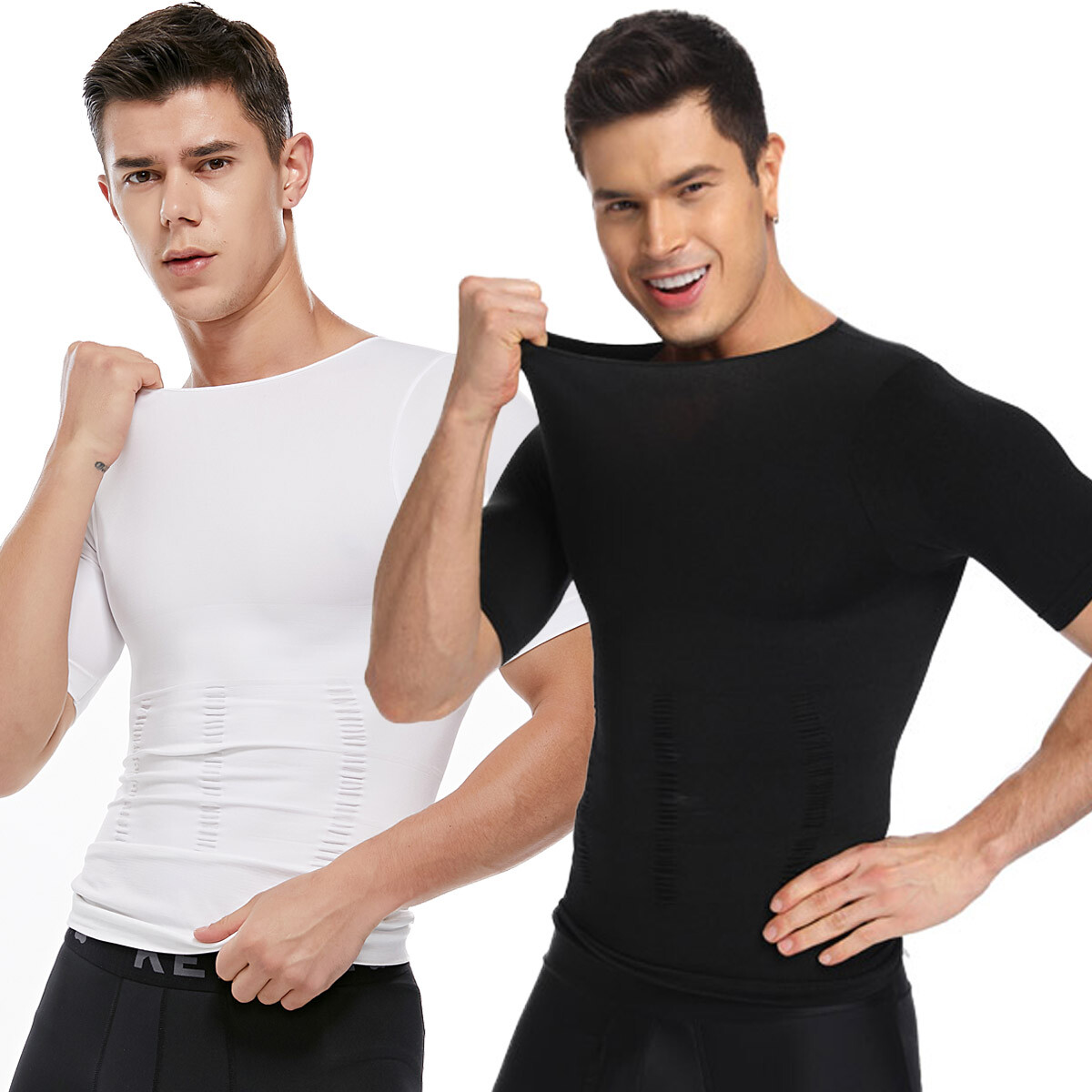 Men Slimming Body Shaper Gynecomastia T-shirt Posture Corrector Vest Compression