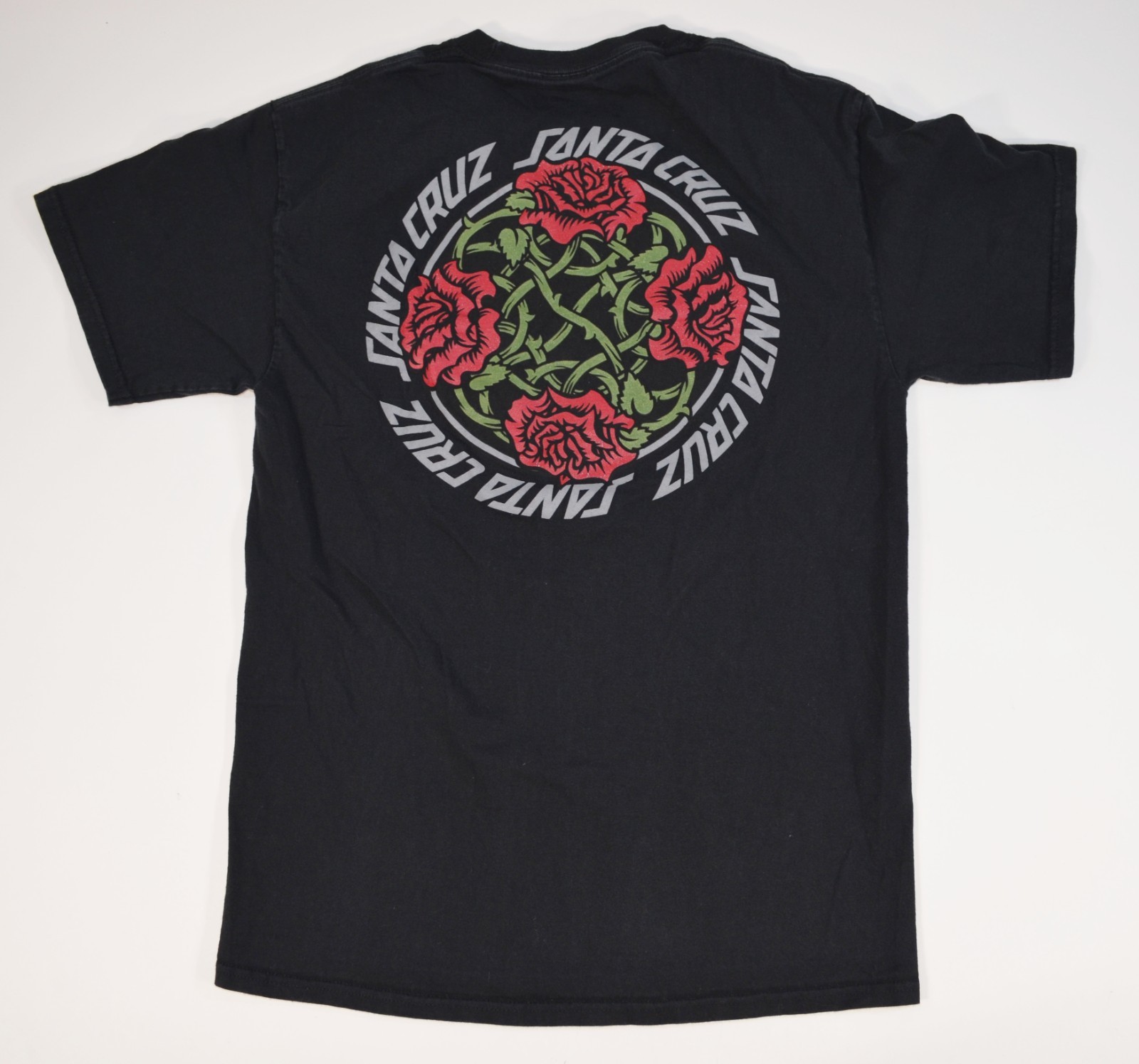 Santa Cruz Skate Skateboards Skateboarding Black Rose Roses Shirt Medium