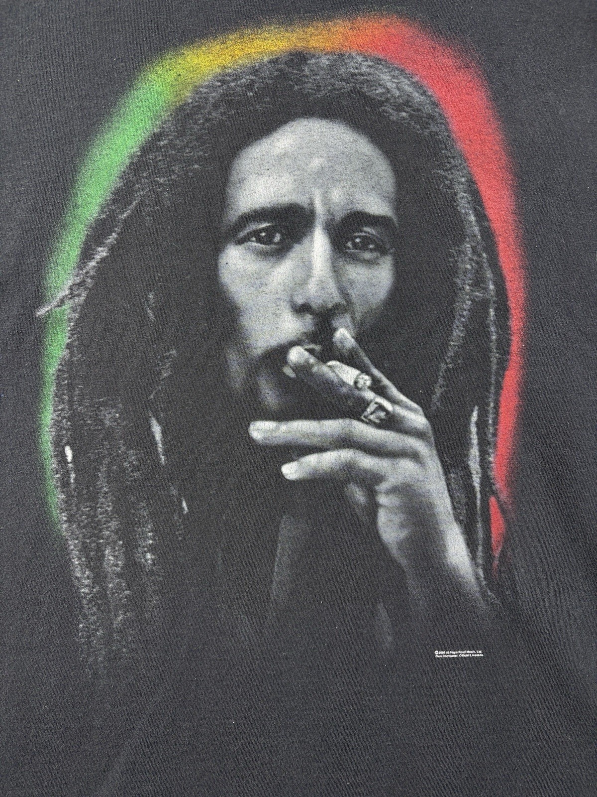 Vintage Y2K 2005 Bob Marley Smoking Tee Delta Tag Sz L Black T Shirt Music Zion