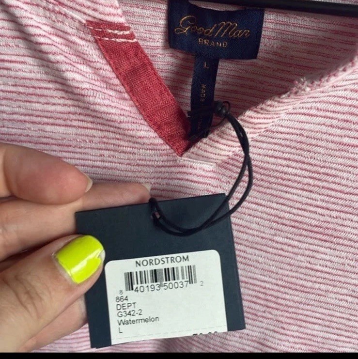 Good Man Brand Striped Victory V Notch Tee Nwt