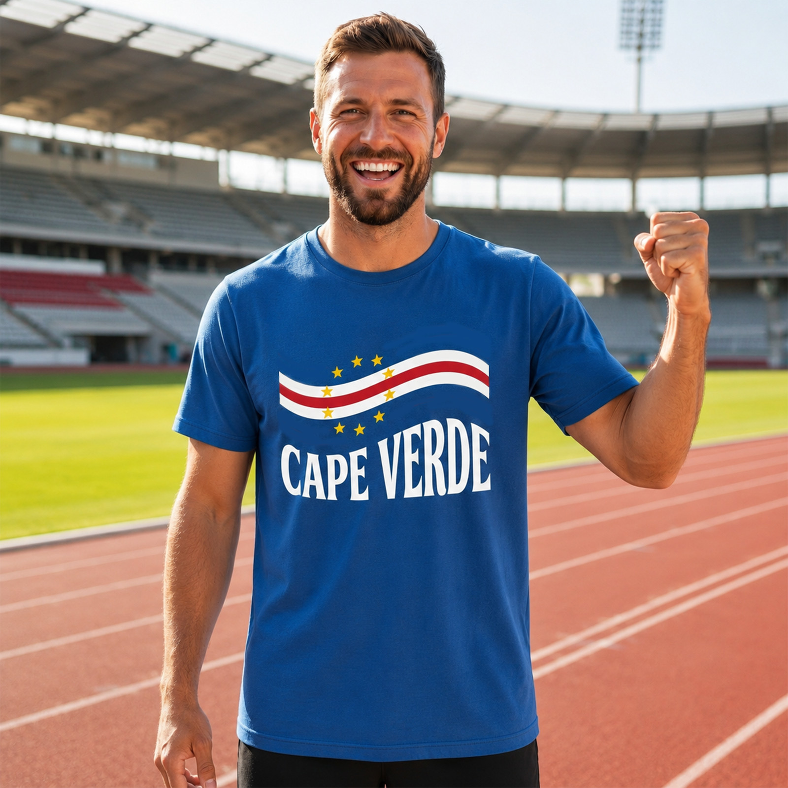 Cape Verde Flag Football T-Shirt for Men | National Pride Casual Tee