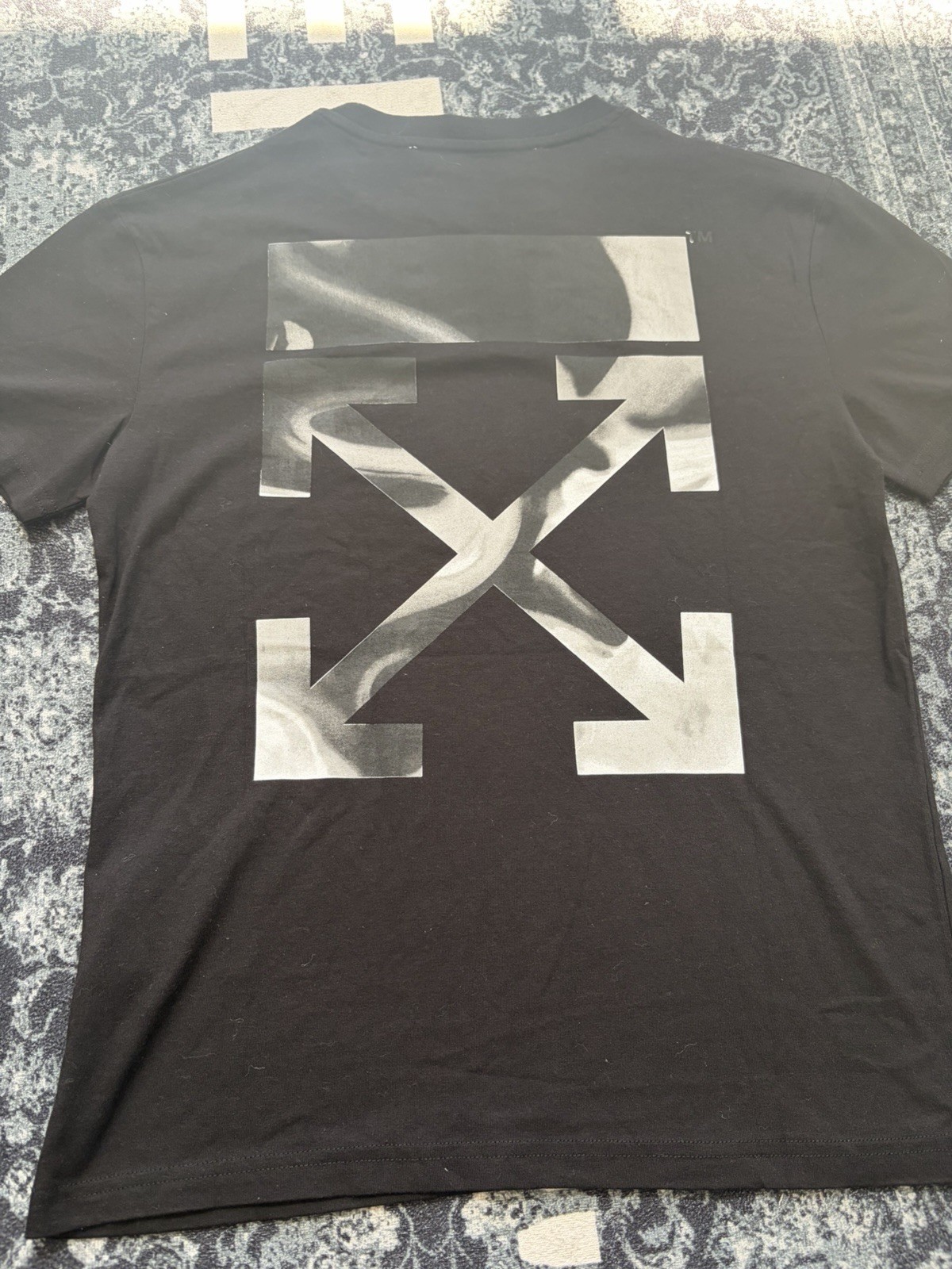 Off-White Men’s Black Arrows Logo Graphic Crew Neck Cotton Jersey Tee L