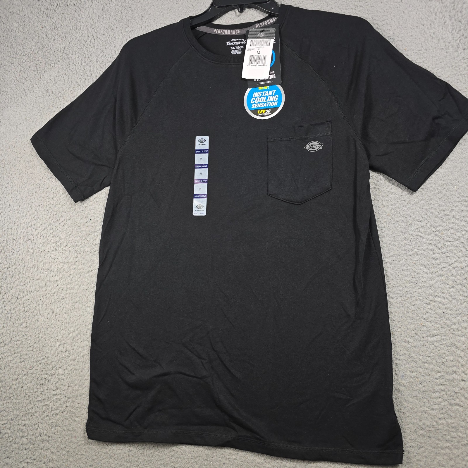 DICKIES Cooling Shirt Mens Medium Black Pocket Lightweight Work Fast Dry NWT B