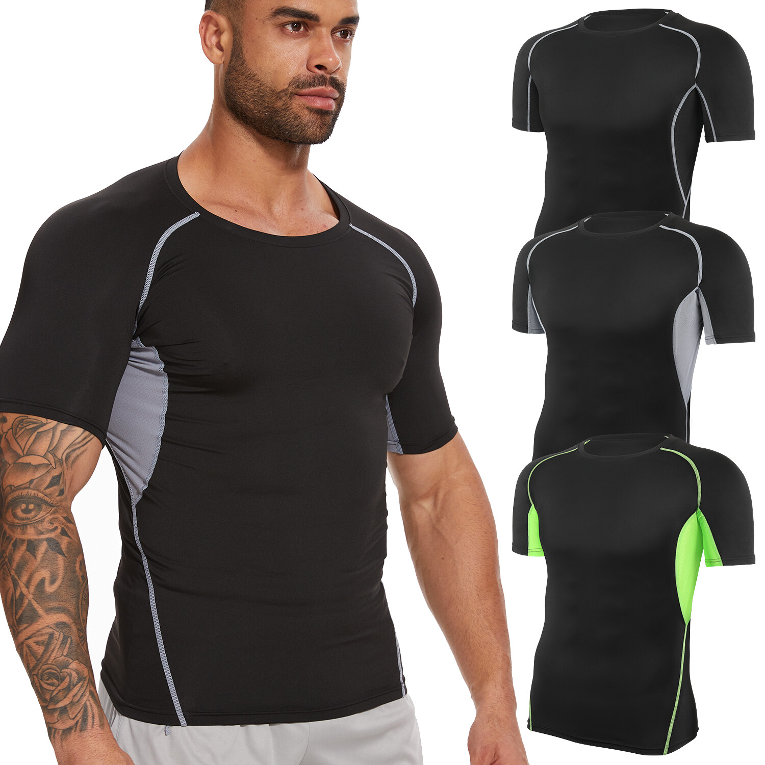 Men’s Compression Short Sleeve Sports Running Shirts Fitness Quick Dry T-shirt