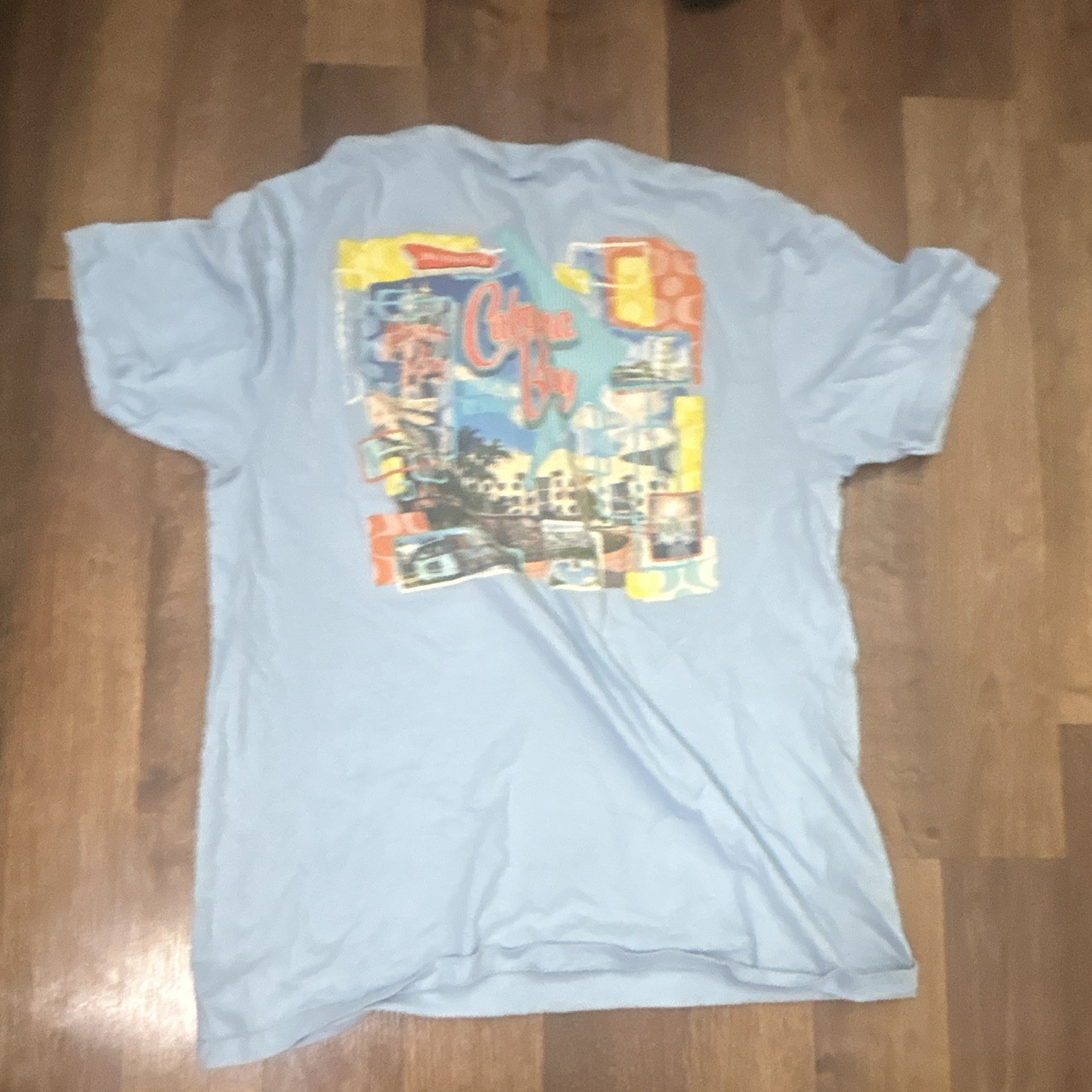 Universal Studios Men’s M Blue Double-Sided Graphic Logo Crew Neck T-Shirt