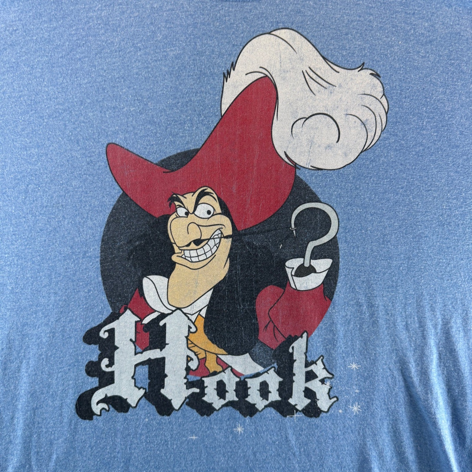 Disney Captain Hook Peter Pan T-Shirt Mens XXL Blue Heather M&O Gold Graphic Tee
