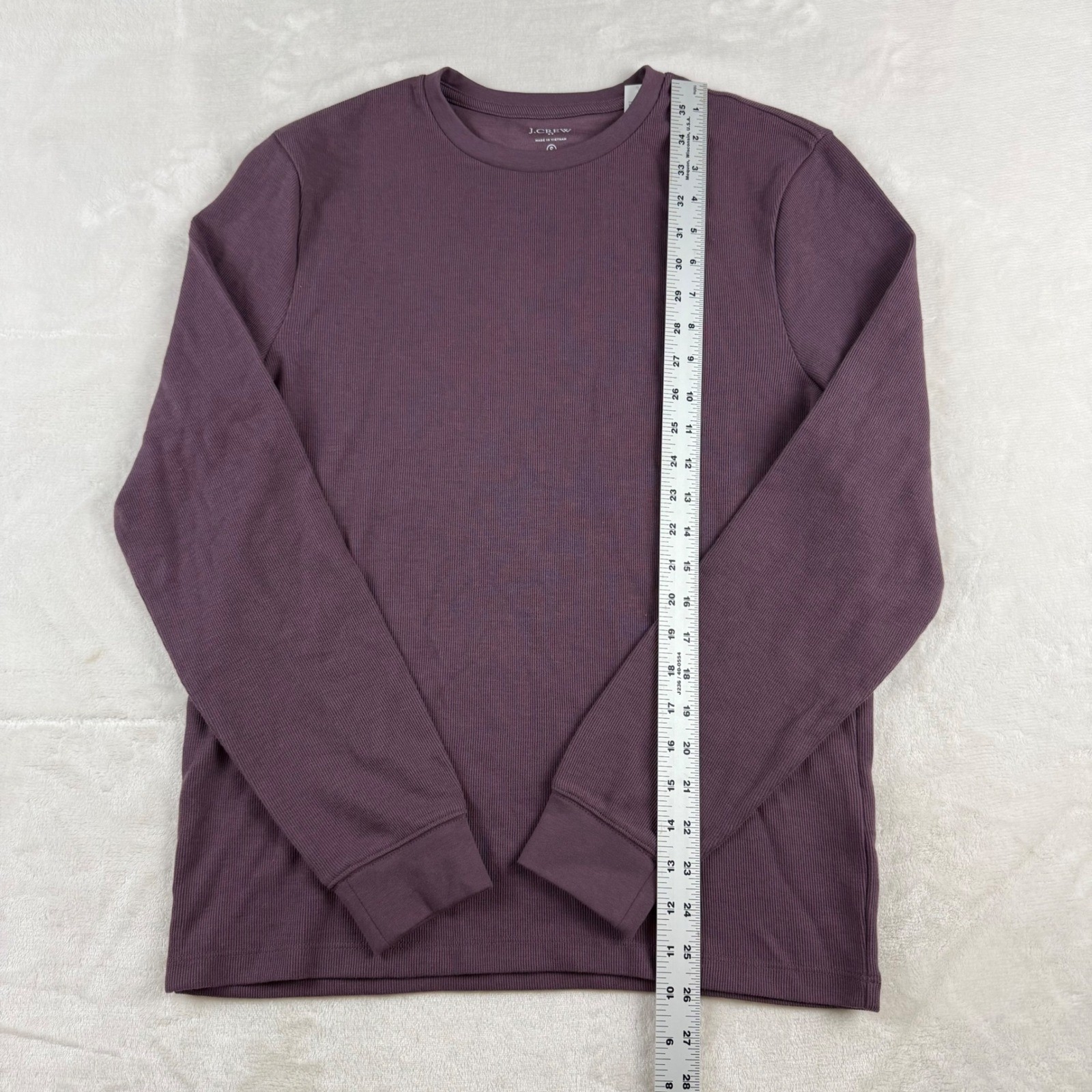 NWT J.Crew Long Sleeve Thermal Shirt Mens S Purple Ribbed Crewneck Basic Preppy