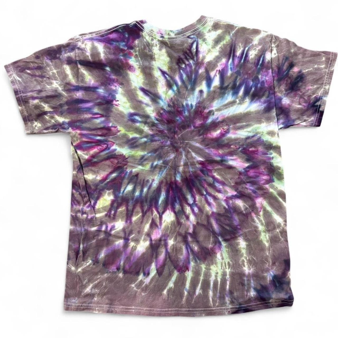 Gildan Heavy Cotton Tie-Dye T-Shirt Size L Purple Green Spiral