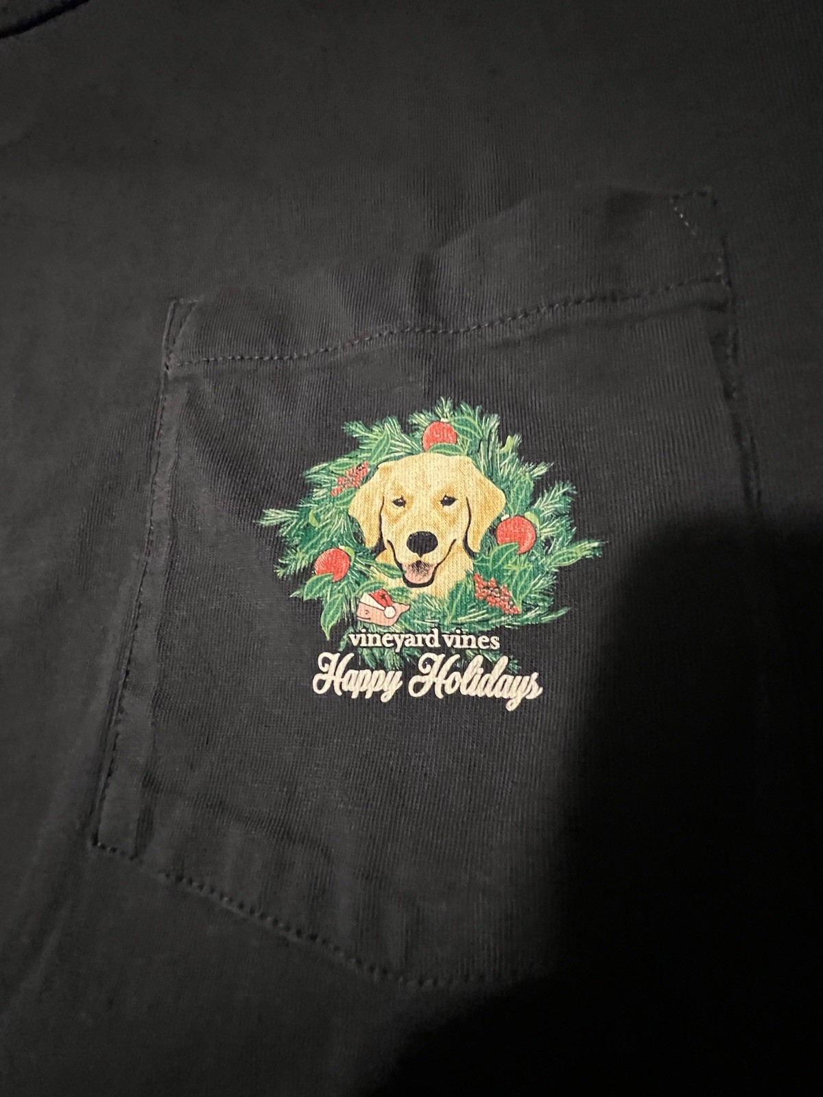 Vineyard Vines Holiday Dog Graphic Classic Fit Crew Neck Pocket T-Shirt XLT