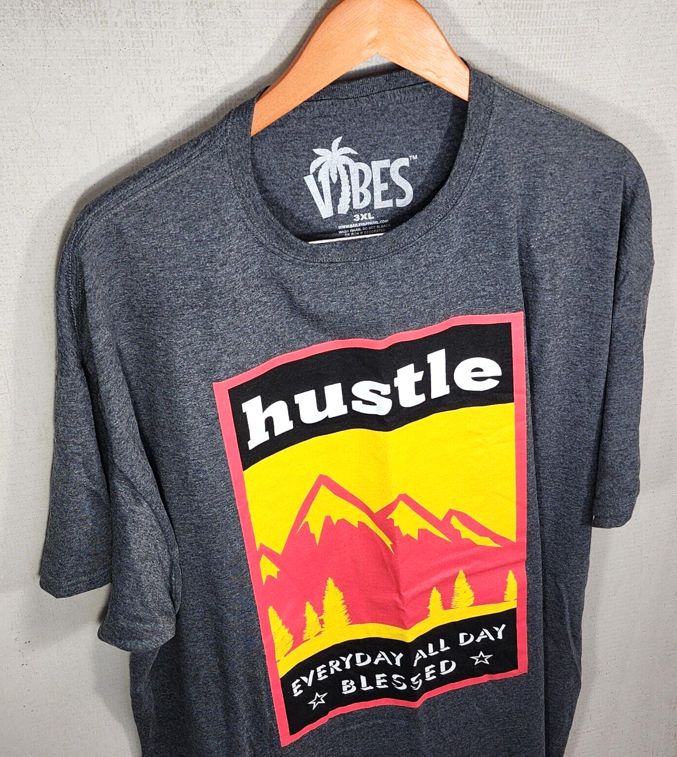 Hustle Mens Shirt 3XLarge Daily All Day Everyday Blessed Mountains Gray A60