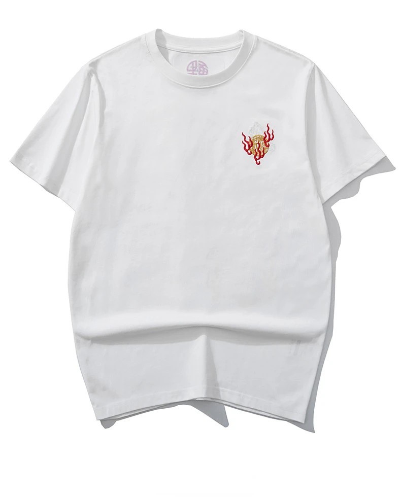 Men Embroidery Dragon T Shirt Hip Hop Streetwear Cotton Short Sleeve Tee