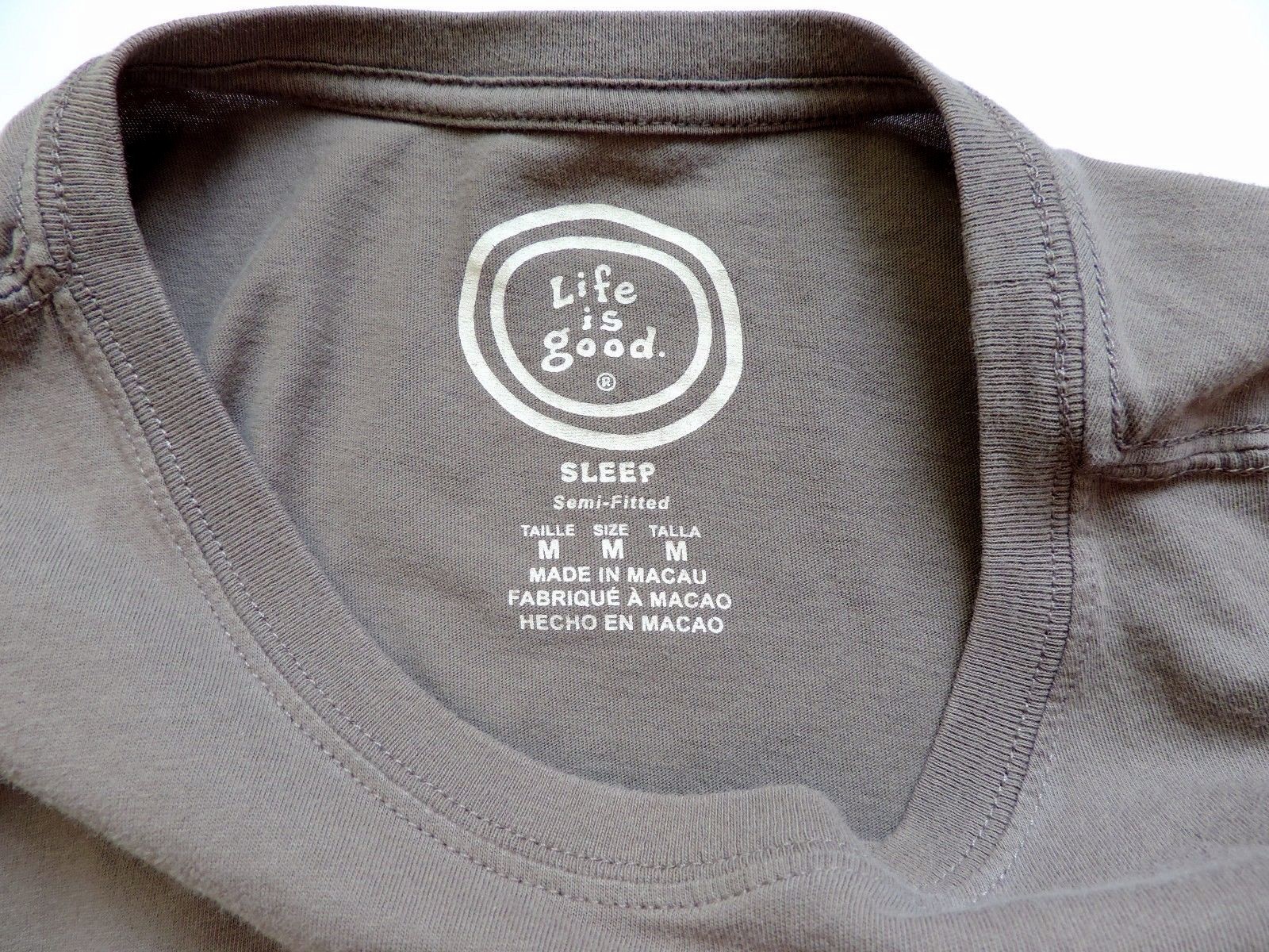 Life Is Good Sleep Shirt Mens Size Medium Brown Grill Sergeant Semi-Fitted