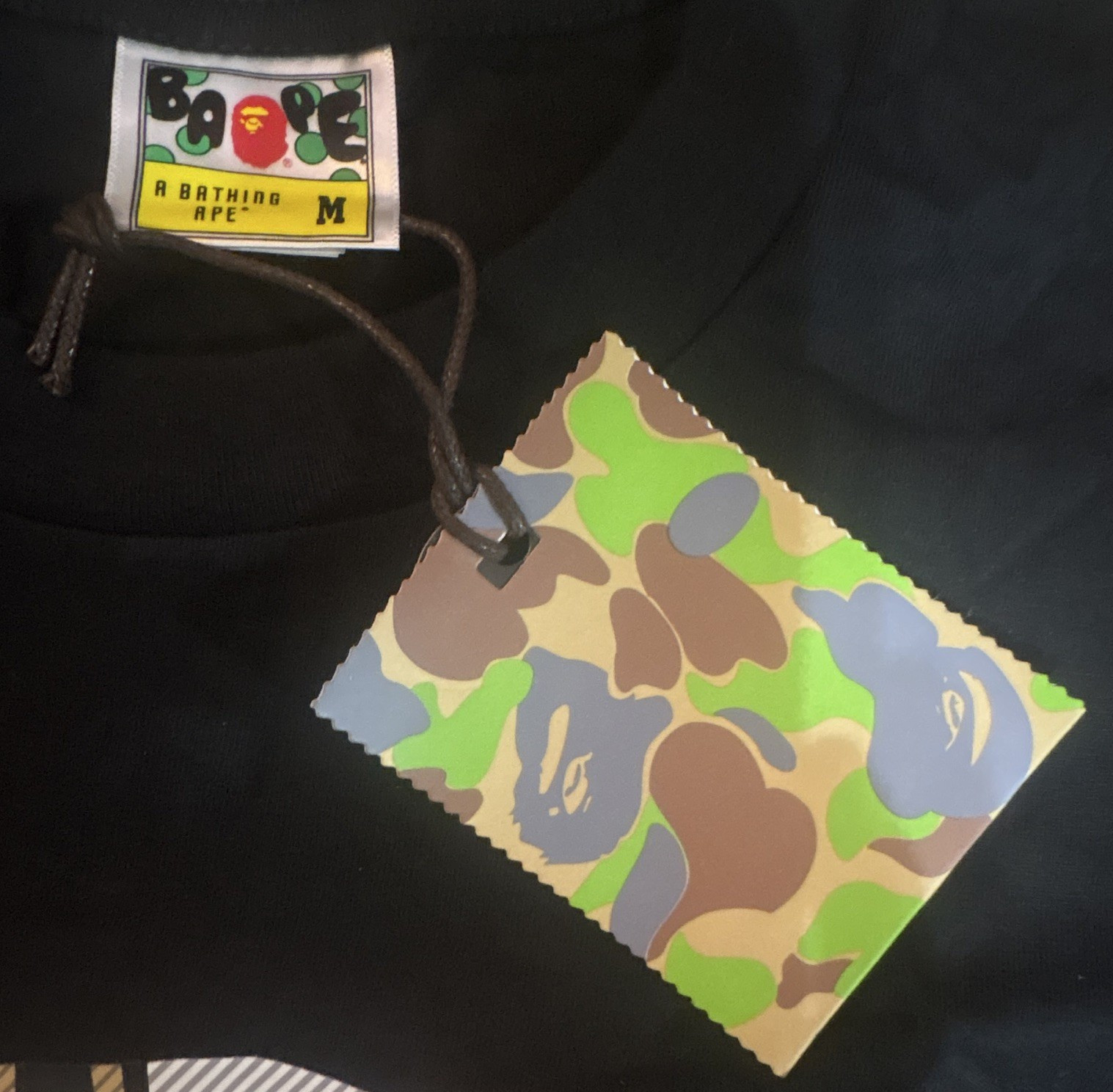 A Bathing Ape BAPE Men’s Black Plaid Ape Head Graphic Tee Crew Neck Size M
