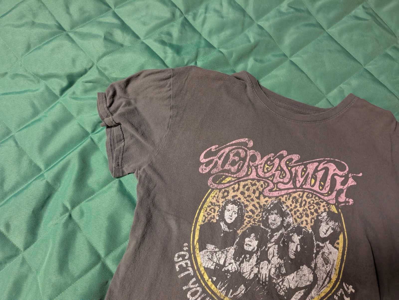 Men’s Aerosmith Get Your Wings Tour 1974 Grey T Shirt Size Xl