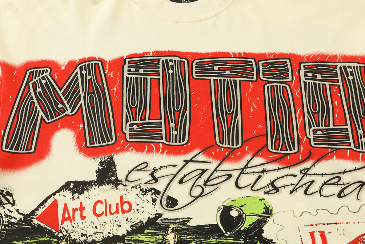 NEW 2026 Mixed Emotion “Art Club” Cream Graphic Long Sleeve Cotton S-XL