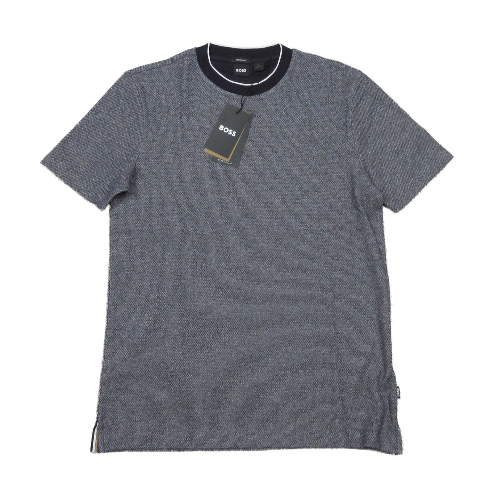 Boss Hugo Boss Navy H-Thompson Textured Pattern Cotton Short Sleeve T-Shirt S