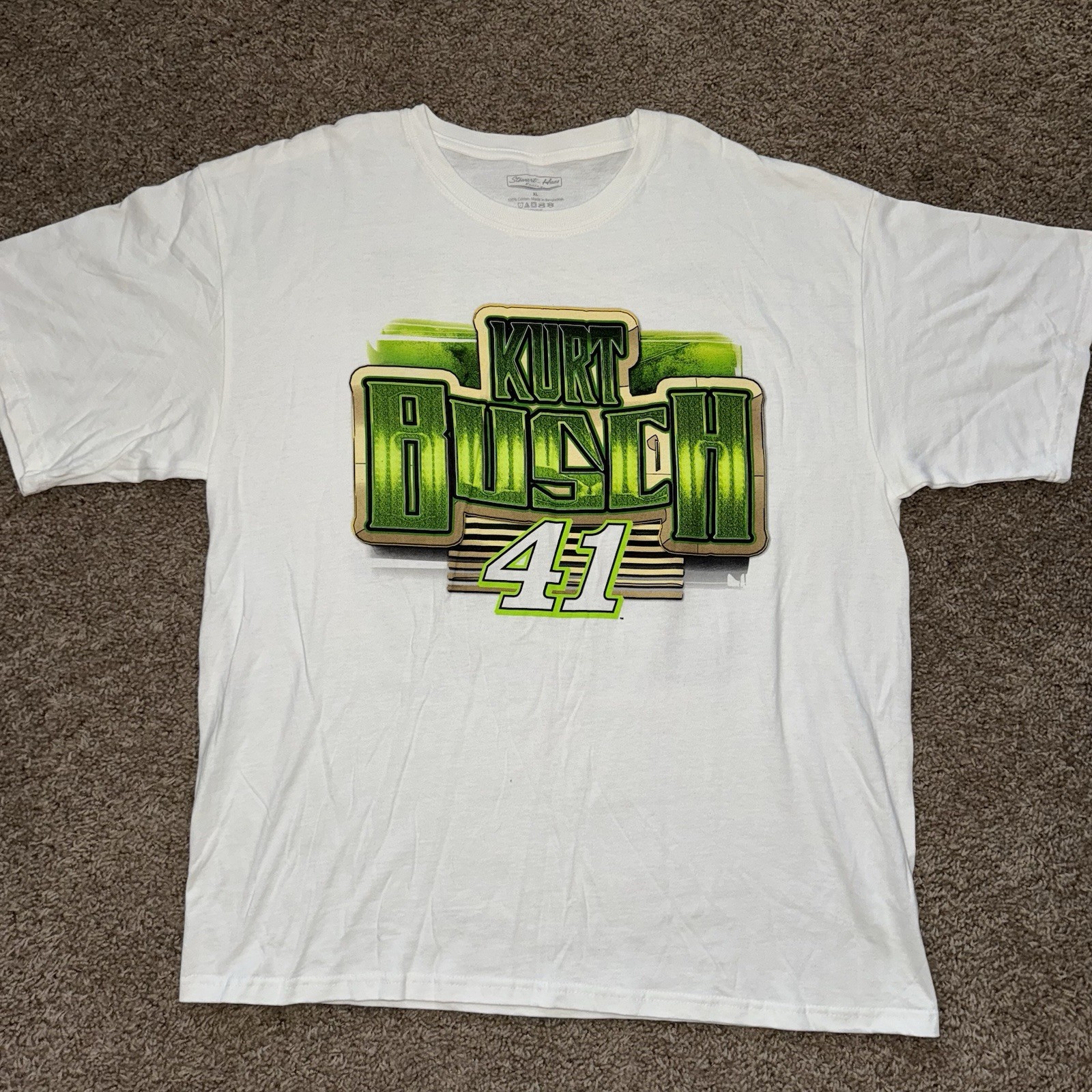 NASCAR Kurt Busch #41 Stewart Haas Racing Monster Energy Green T Shirt Mens XL