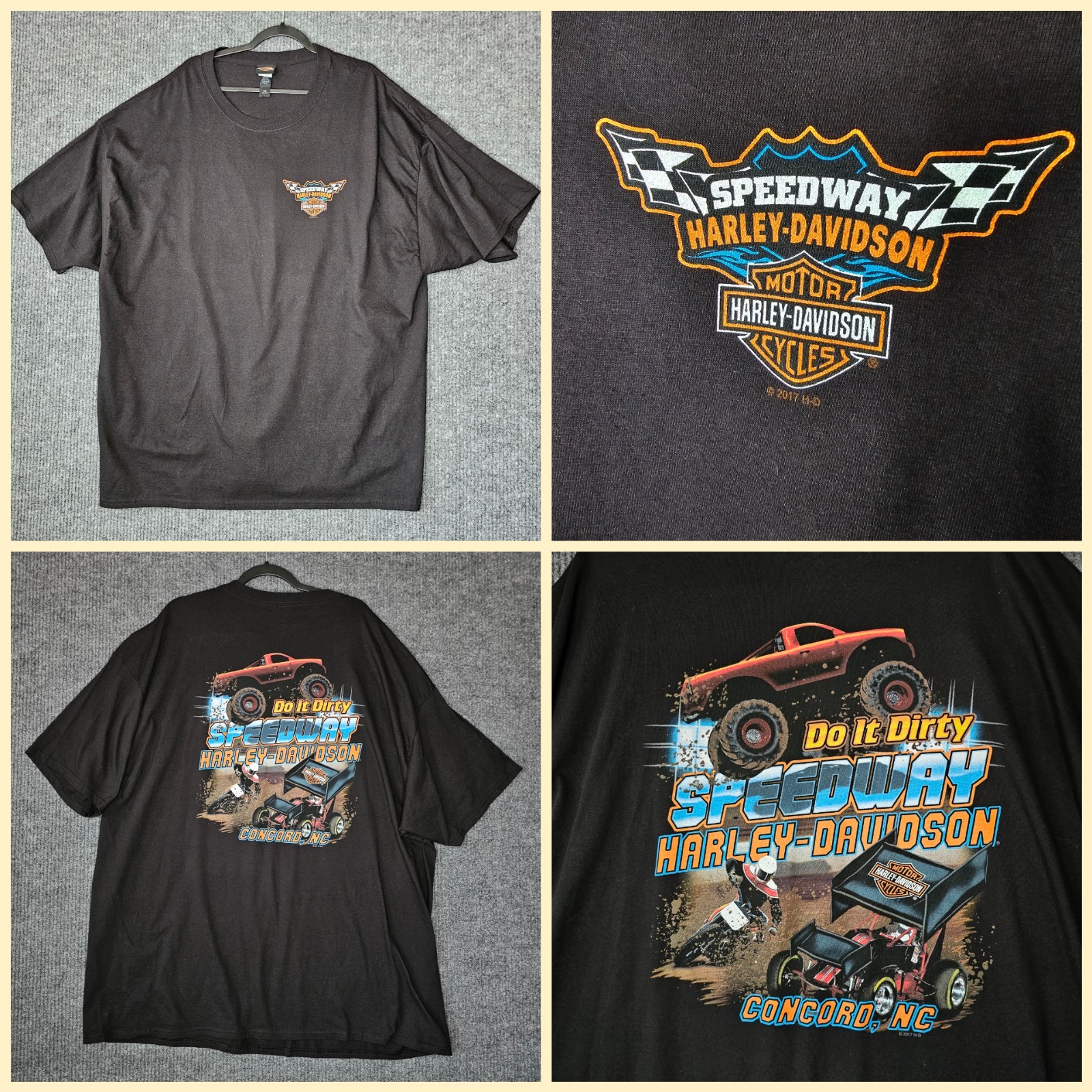 Harley-Davidson Speedway Concord NC Racing T-Shirt Black 4XL Do it dirty