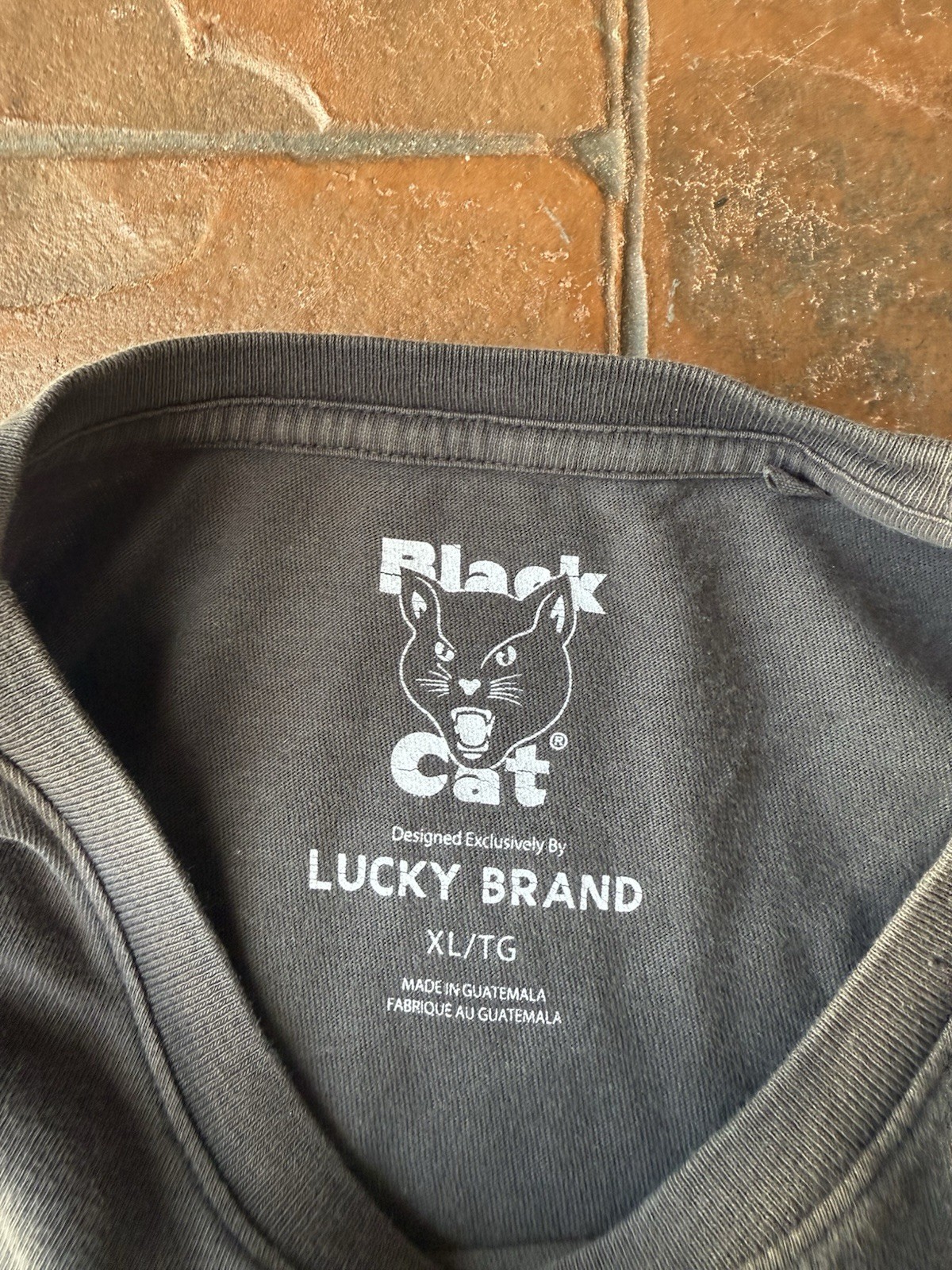 Lucky Brand Black Cat Graphic T-Shirt Men’s XL Black Short Sleeve