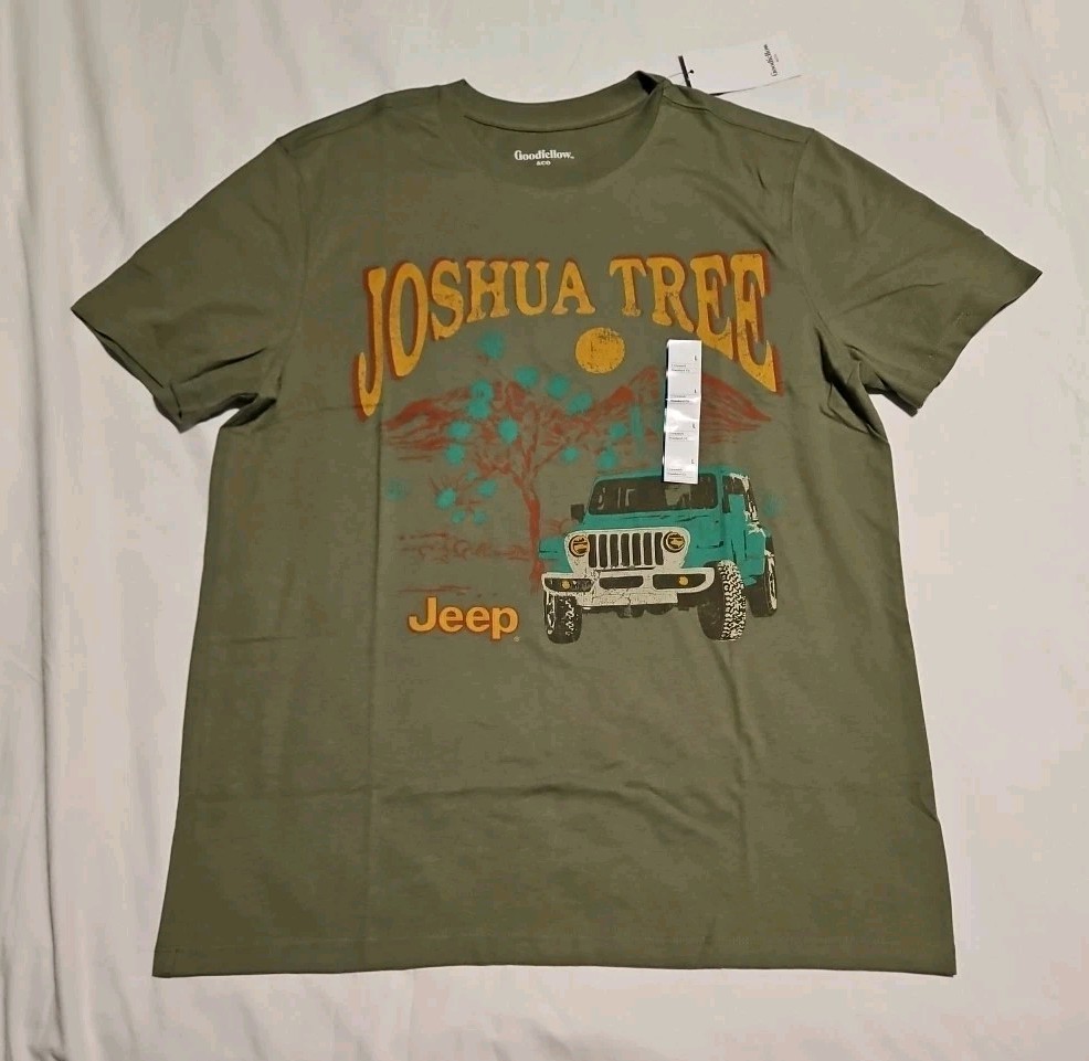 Goodfellow & Co Jeep Green T Shirt Joshua Tree Cotton Blend Size Large