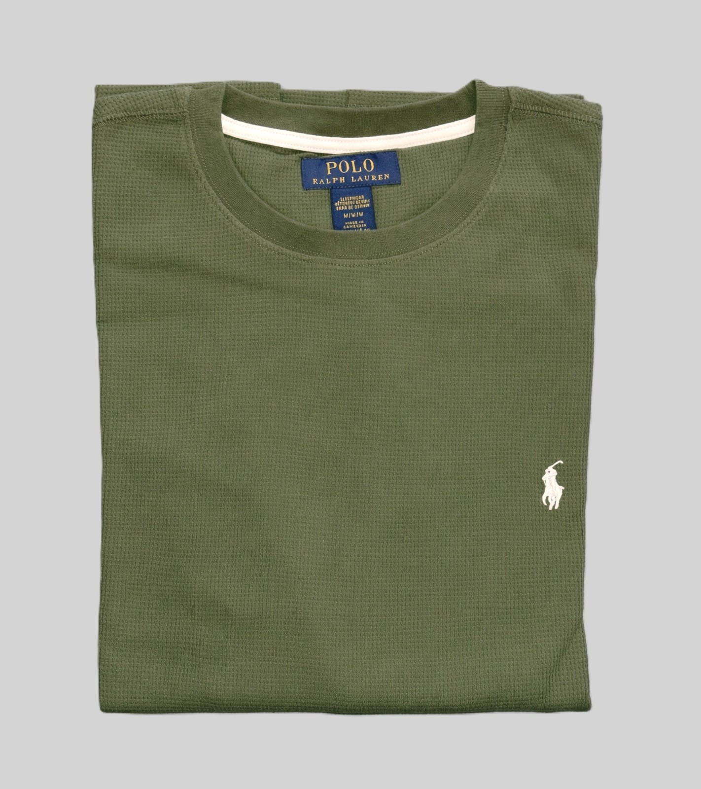 NWT – POLO RALPH LAUREN Mens Waffle Knit Thermal Long Sleeve Shirt-OLIVE – S-XXL