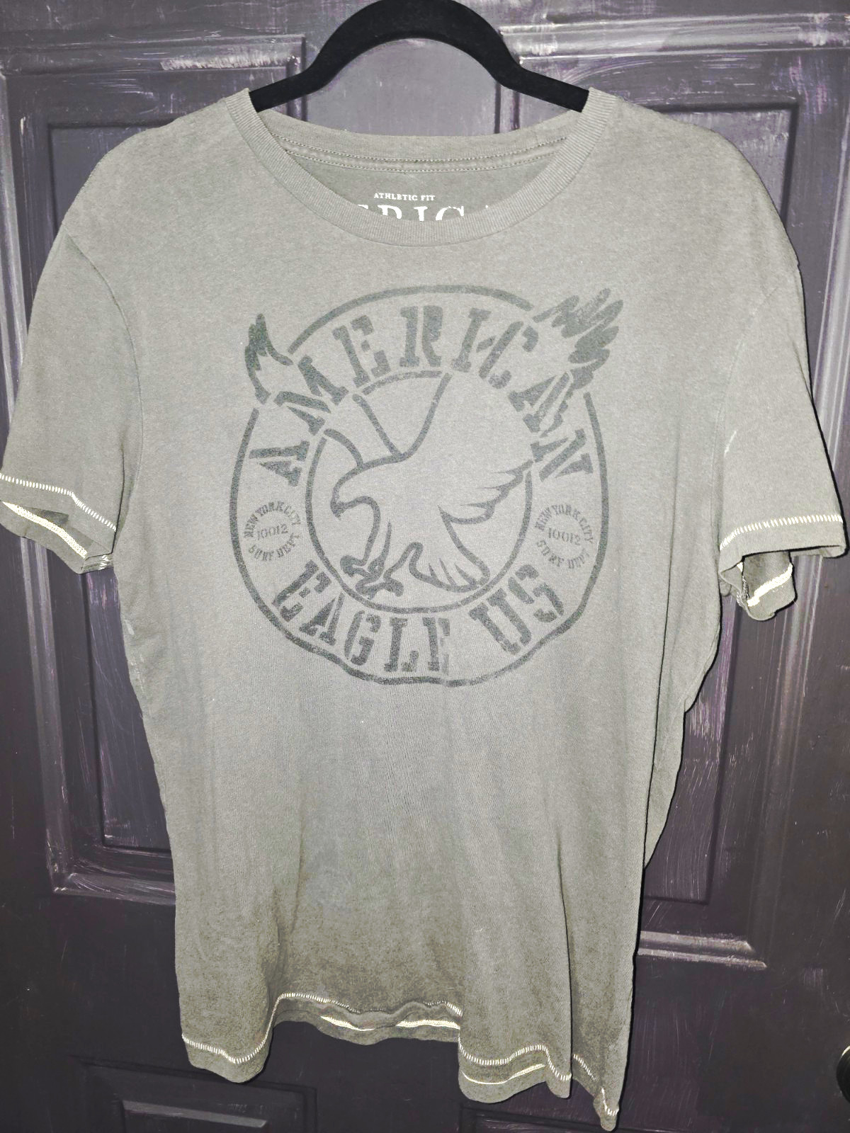 American Eagle Outfitters Men’s Gray Logo Graphic Crew Neck Knit Tee M Vintage