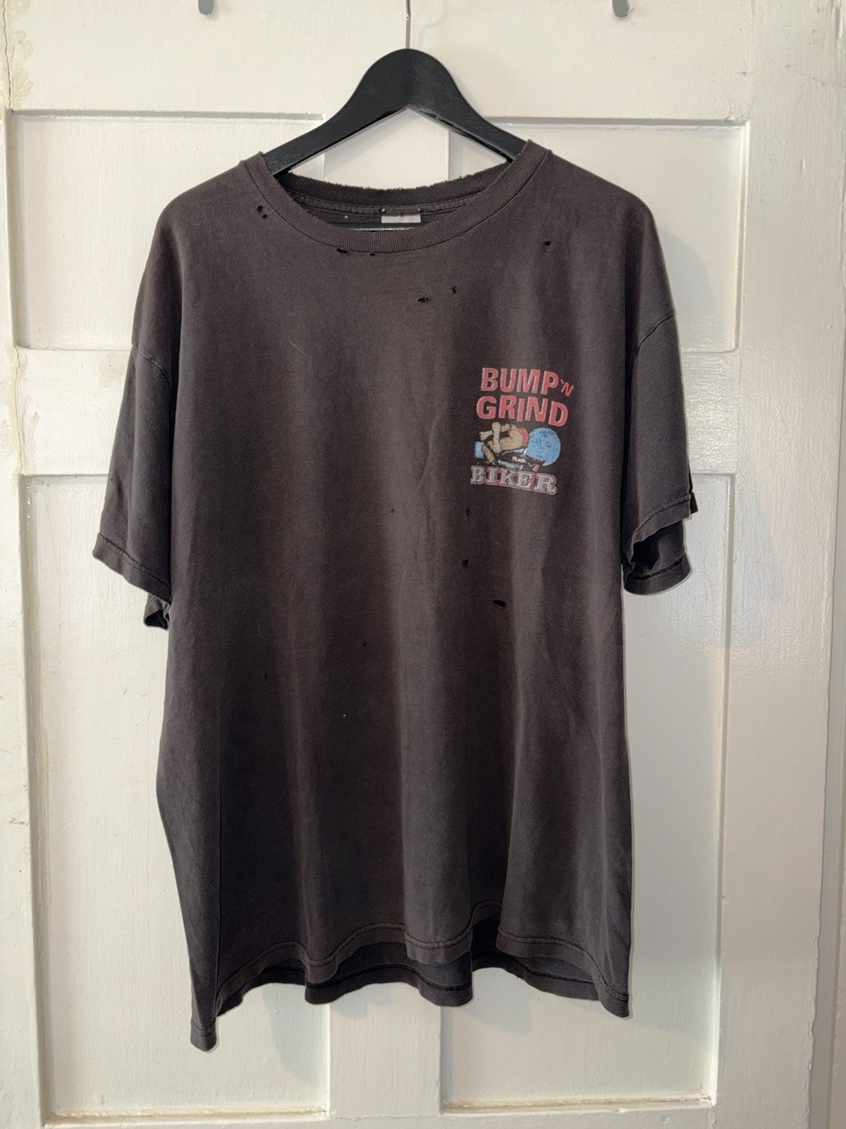 Vintage 90s XL Thrashed Bump N Grind Biker Shirt Distressed Harley Rare American