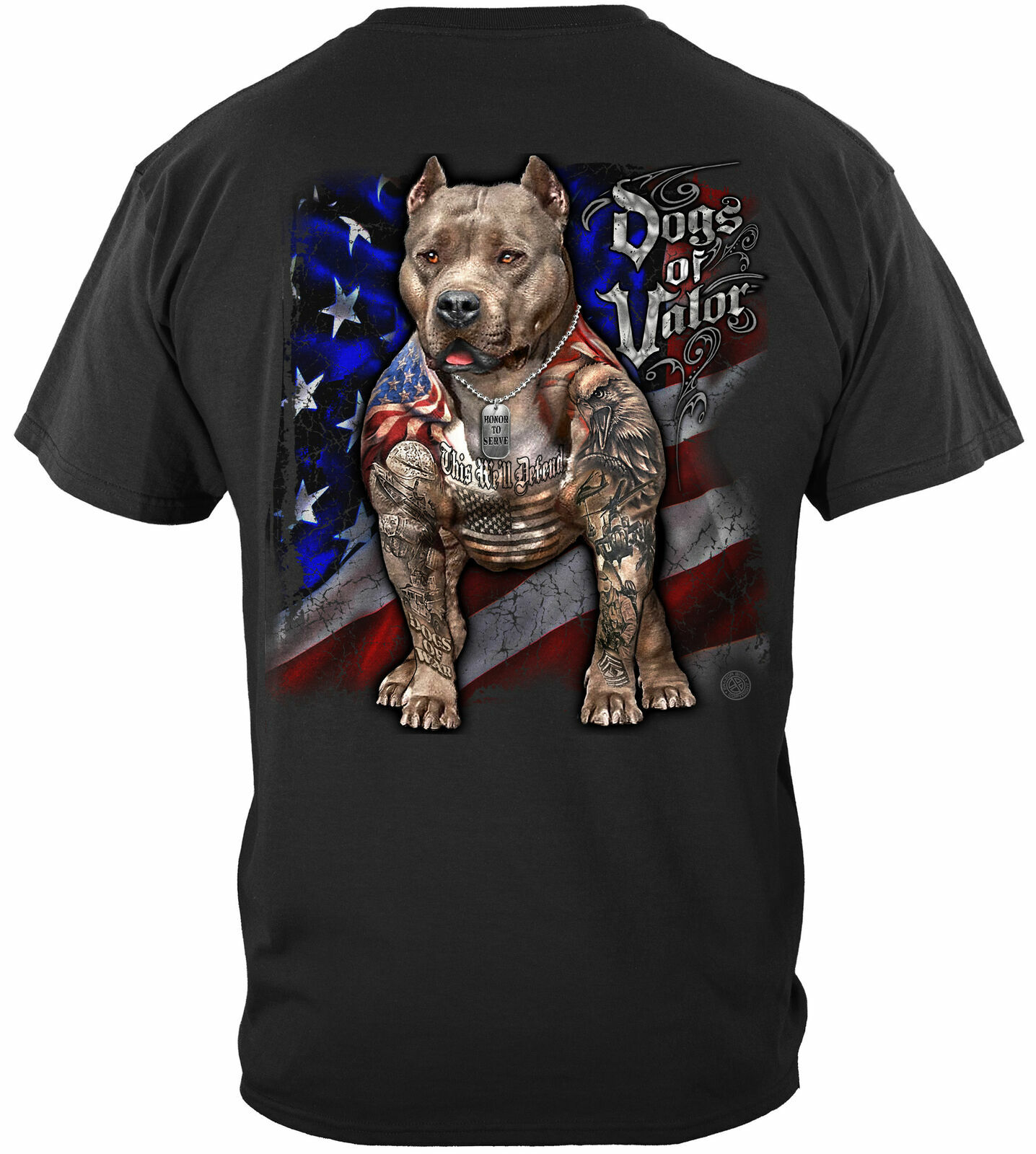 Dogs of Valor This We’ll Defend Pitbull T Shirt USA Flag