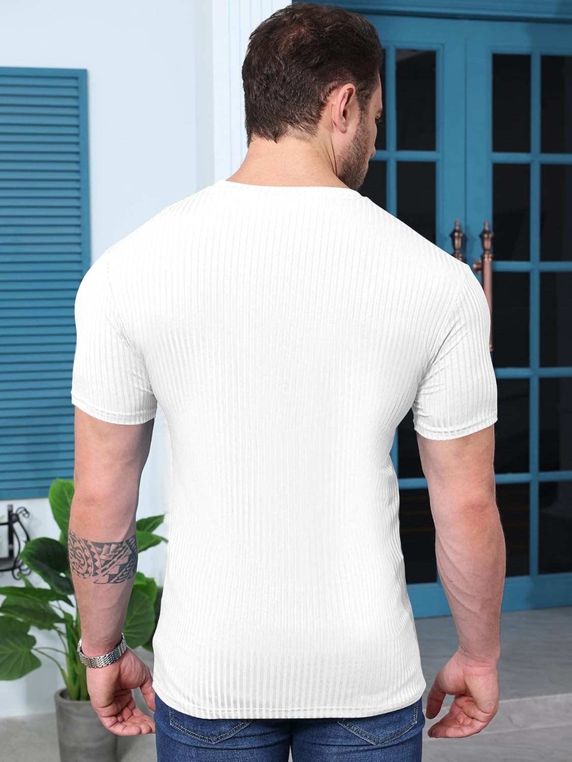 Mens Casual Slim Fit T Shirt Gym Muscle Crew Neck Short Sleeve Pullover Tops Tee