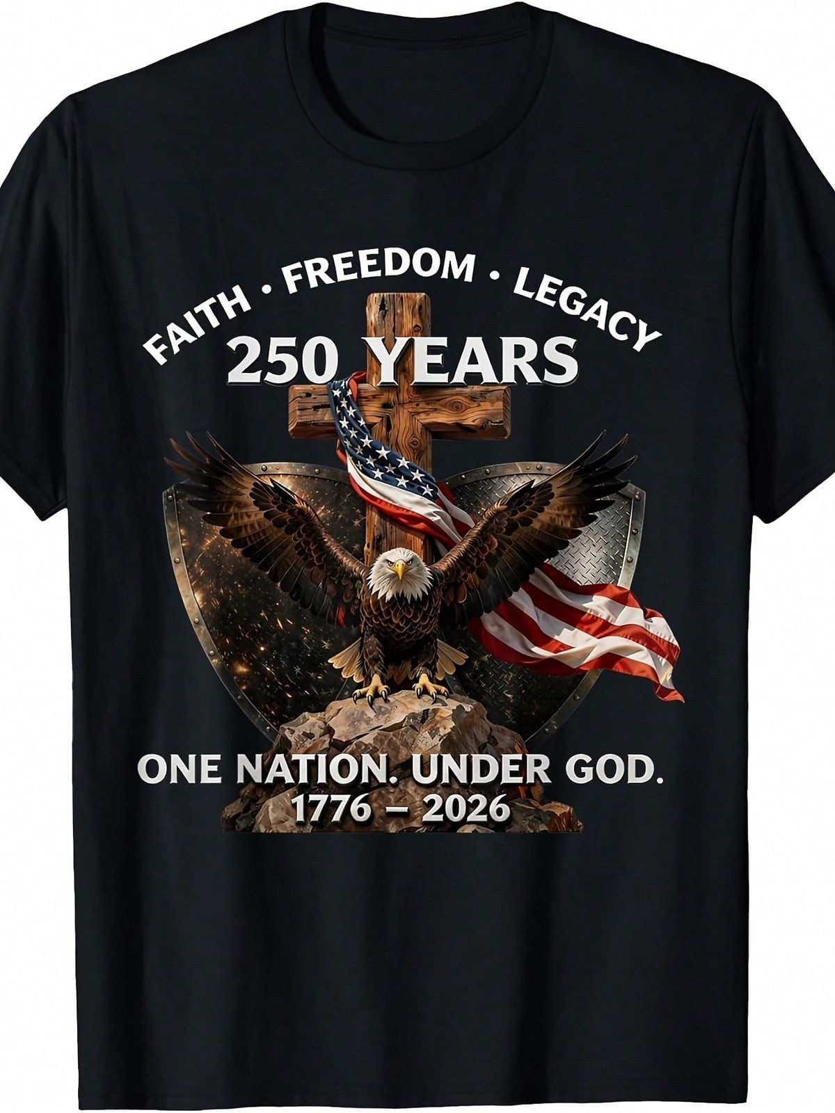 USA 250th Anniversary T-Shirt – Faith Freedom Legacy 1776 2026 Retro Design