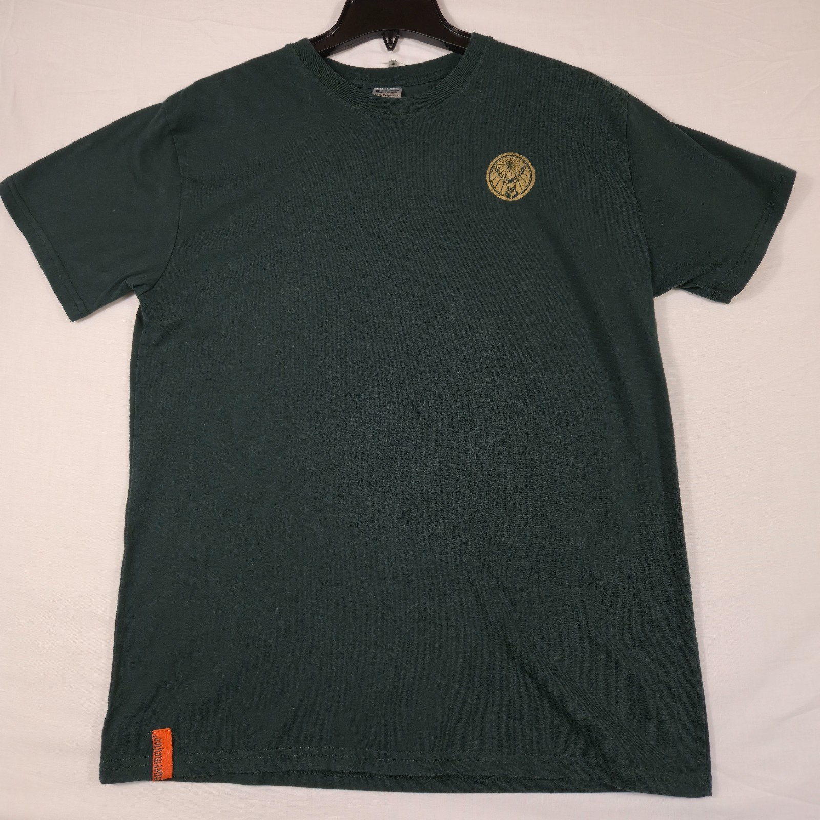 Jagermeister T Shirt Mens XL Forest Green Gold Deer Stag Logo Cotton Crew Neck