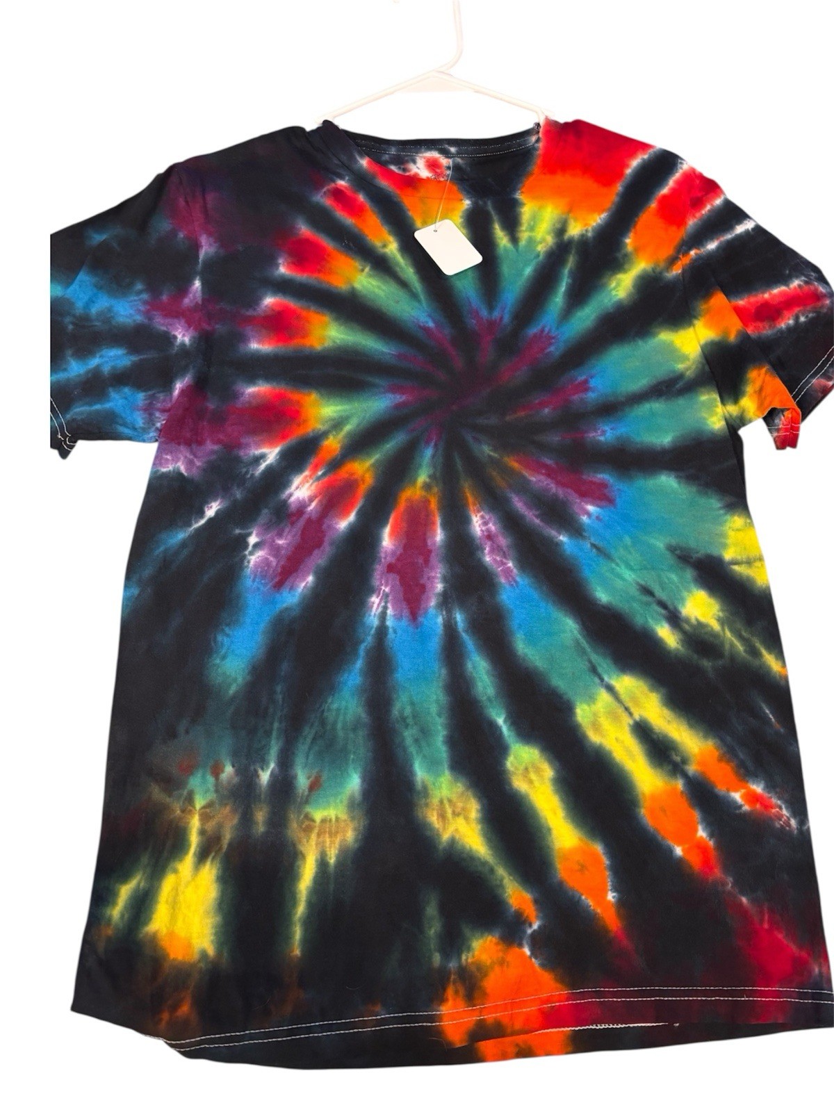 Handmade Tie Dye Shirt Mens Small Rainbow Neon Spiral 100% Cotton Pride Lbgqt