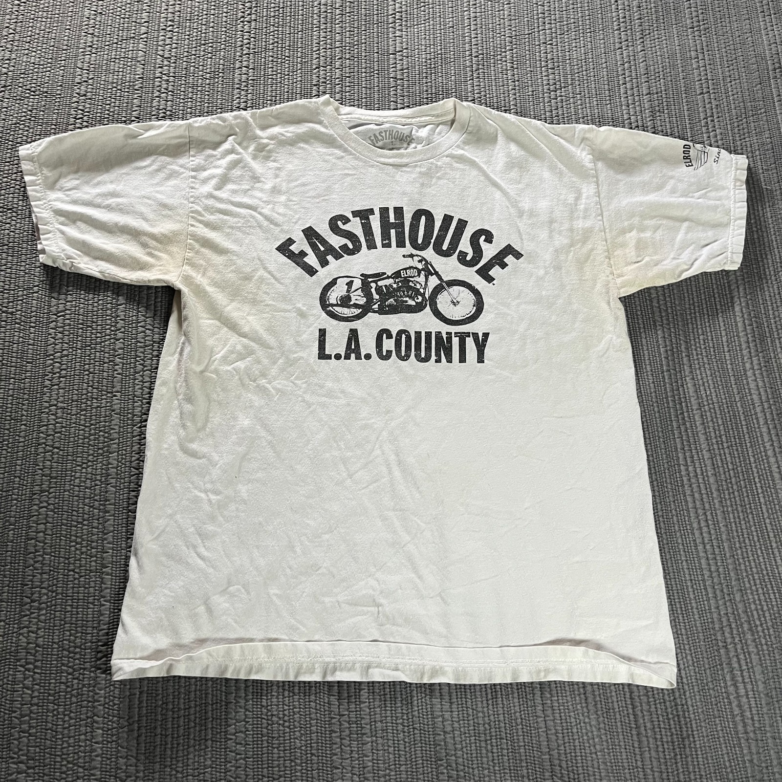 Vintage Elrod Racing Fasthouse LA County T-Shirt White Large Men’s Moto Graphic